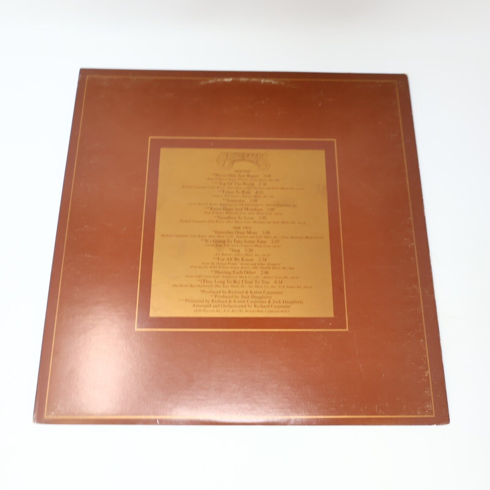 Carpenters The Singles 1969-1973 LP Vinyl Record SP 3601 A&M Top Of The World