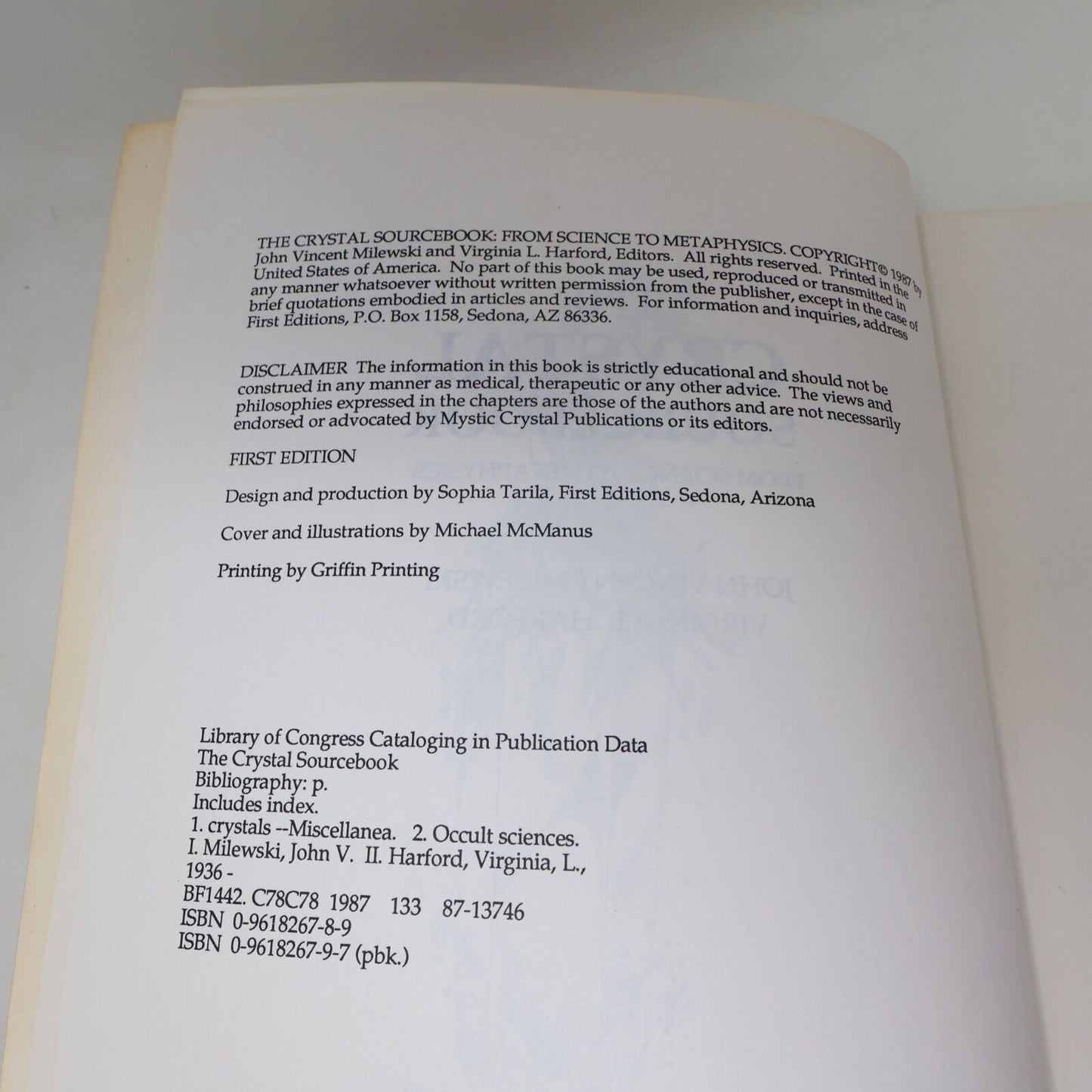 1987 The Crystal Sourcebook From Science To Metaphysics Milewski Harford PB 80s