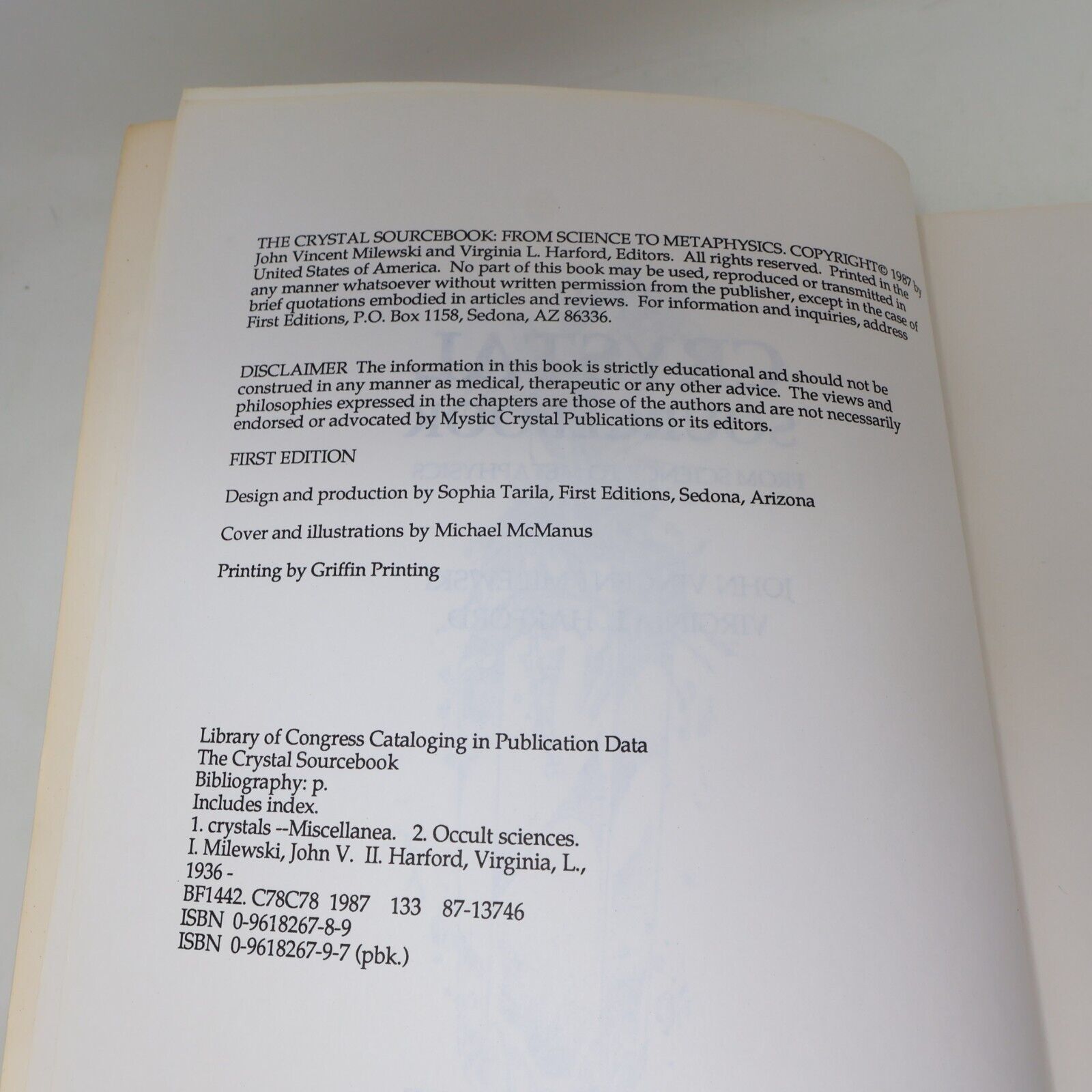 1987 The Crystal Sourcebook From Science To Metaphysics Milewski Harford PB 80s