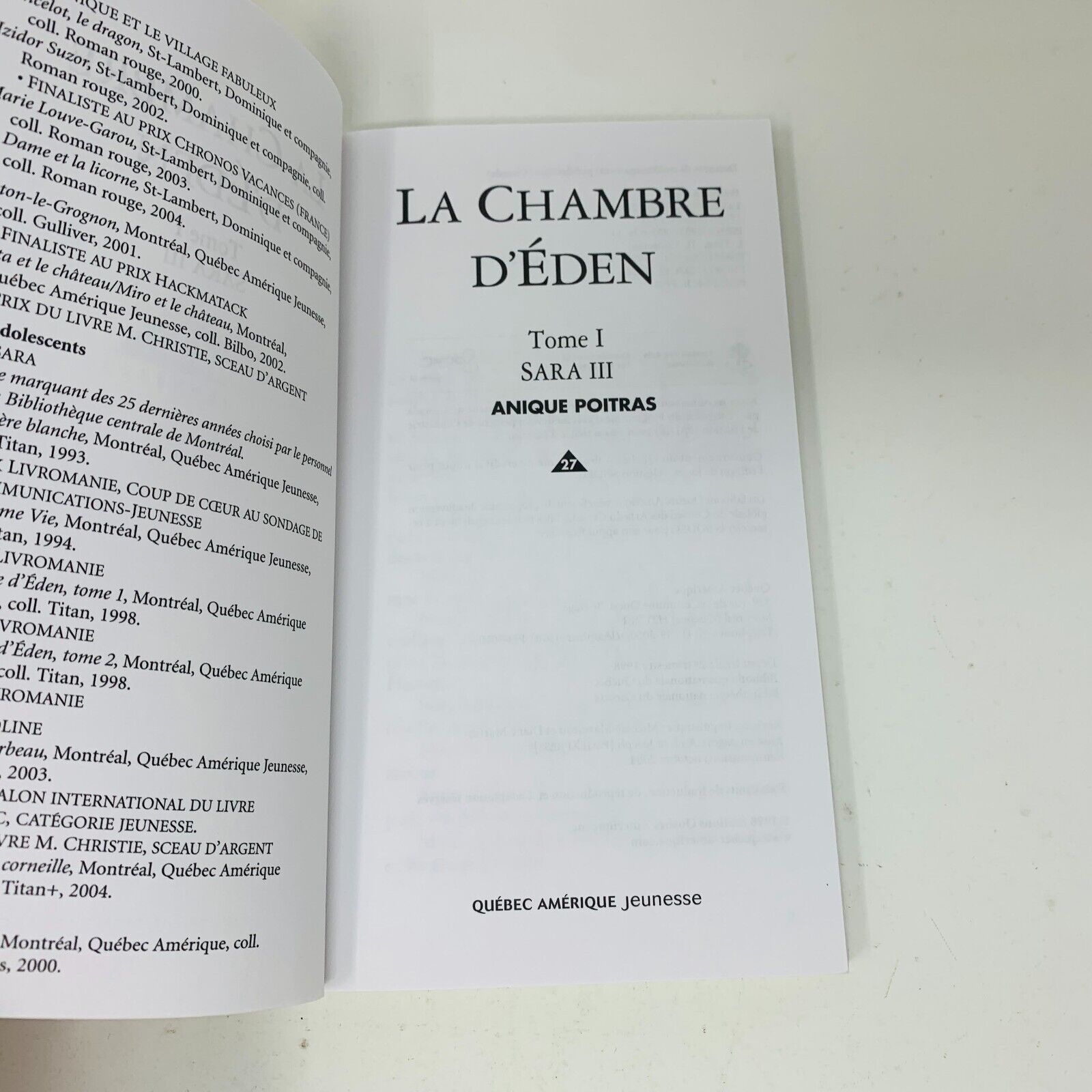 La Chambre d'Éden/Lumière Blanche/Deuxième Vie Titan Anique Poitras Lot 4 Livres