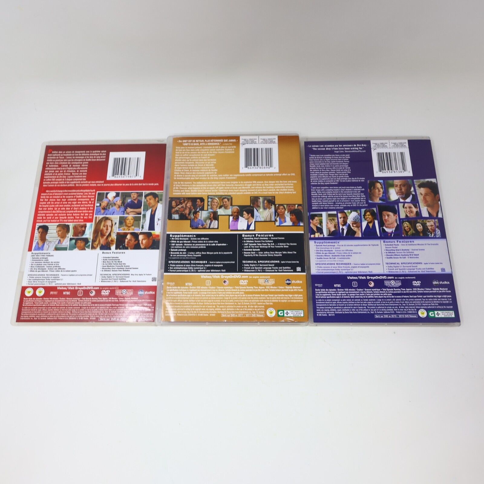 Dre Grey Leçons d'Anatomie/Grey's Anatomy Saisons #4-5-6 DVD Testés Lot Region 1
