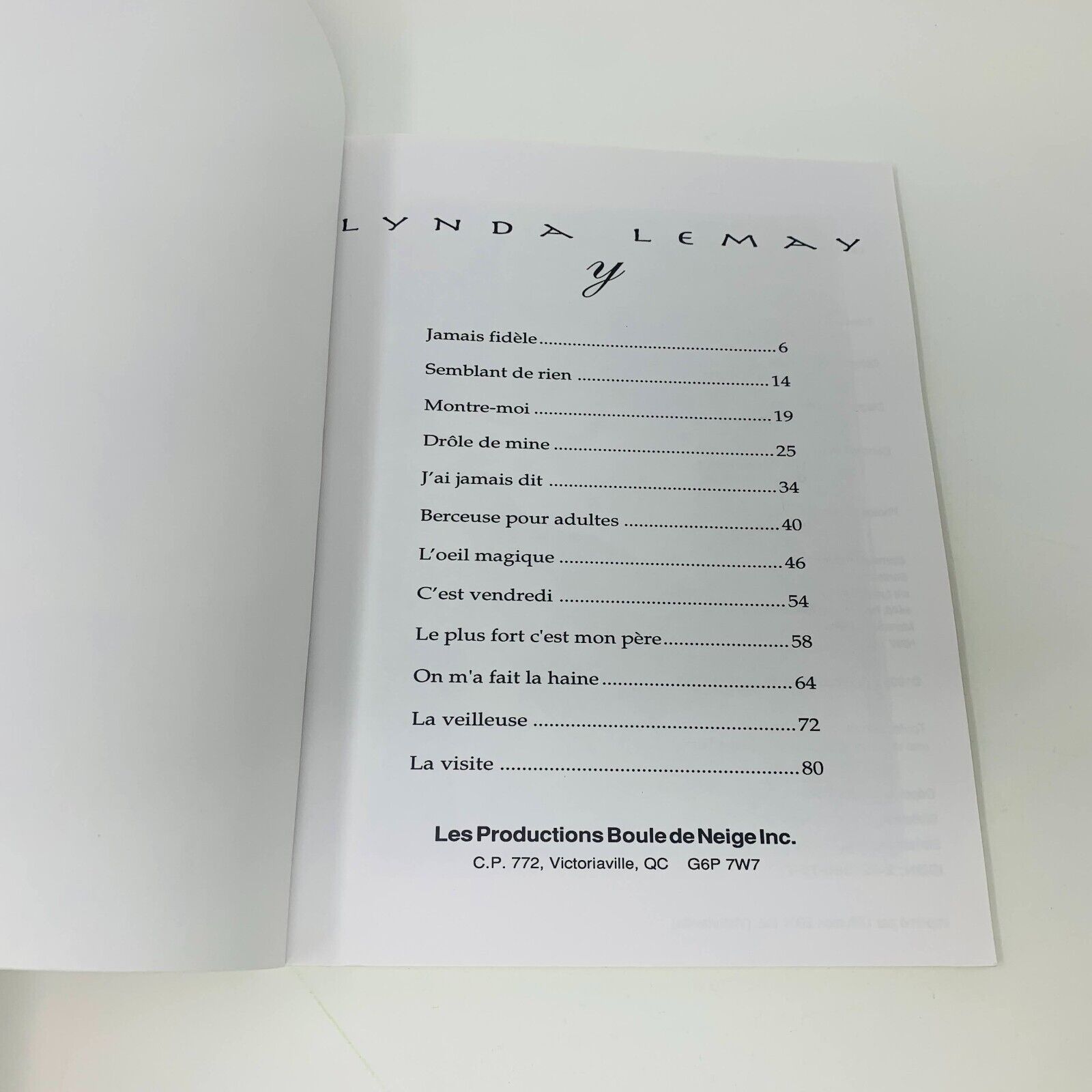 1995 Lynda Lemay Y Partitions Songbook Piano Guitar Québécois en Français French
