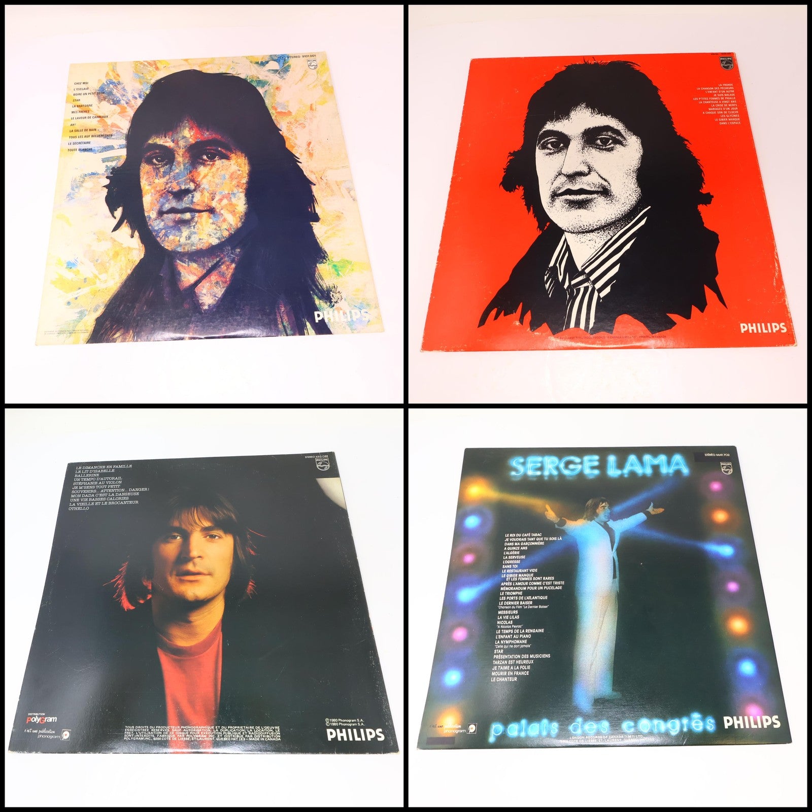 Serge Lama Lot 4 Disques LP Record 1973-1980 Philips Je Suis Malade/Chez Moi