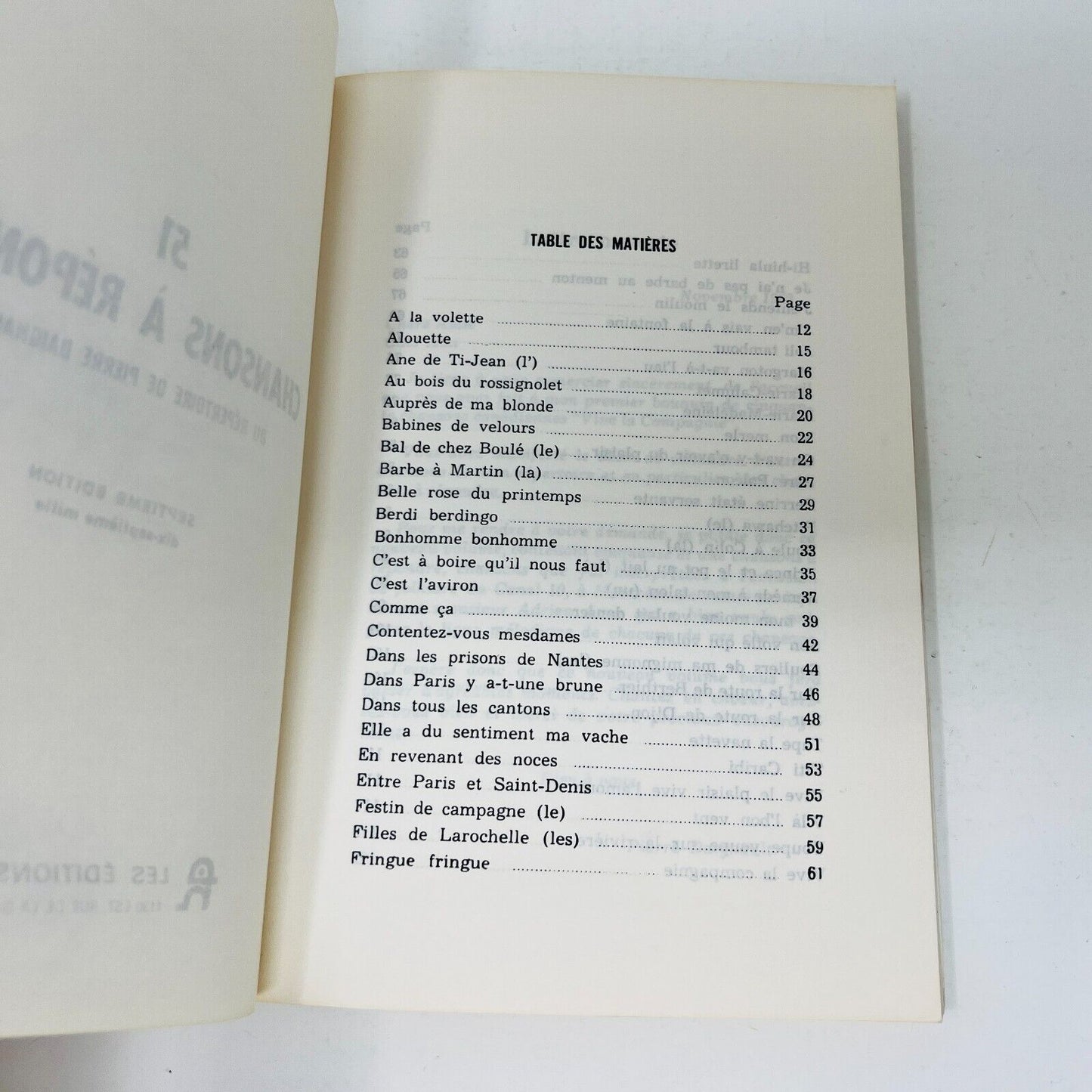51 Chansons à Répondre de Pierre Daignault 1963 Partitions Songbook Français 60s