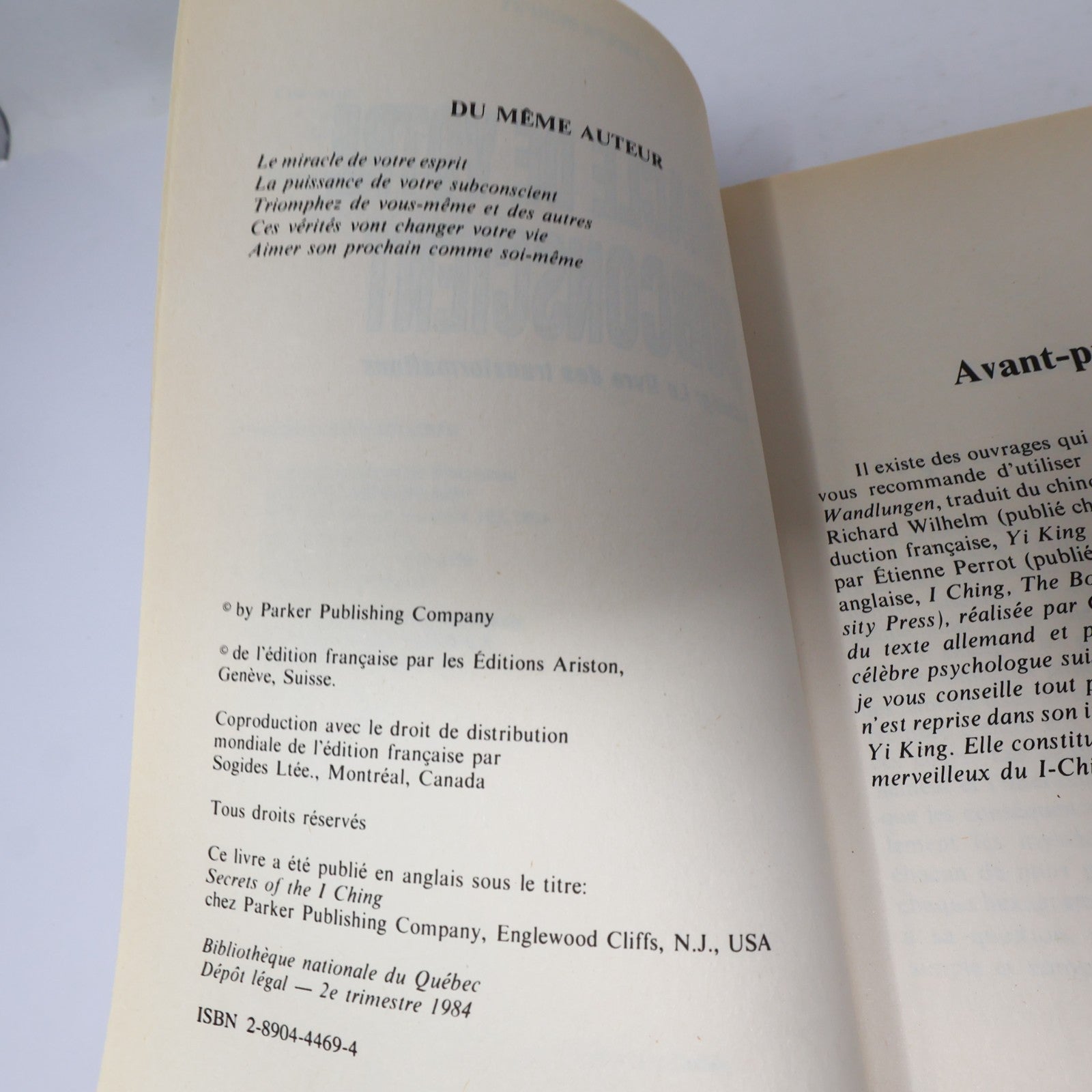 L'Oracle de Votre Subconscient I-Ching Joseph Murphy Le Jour 1984 PB Français
