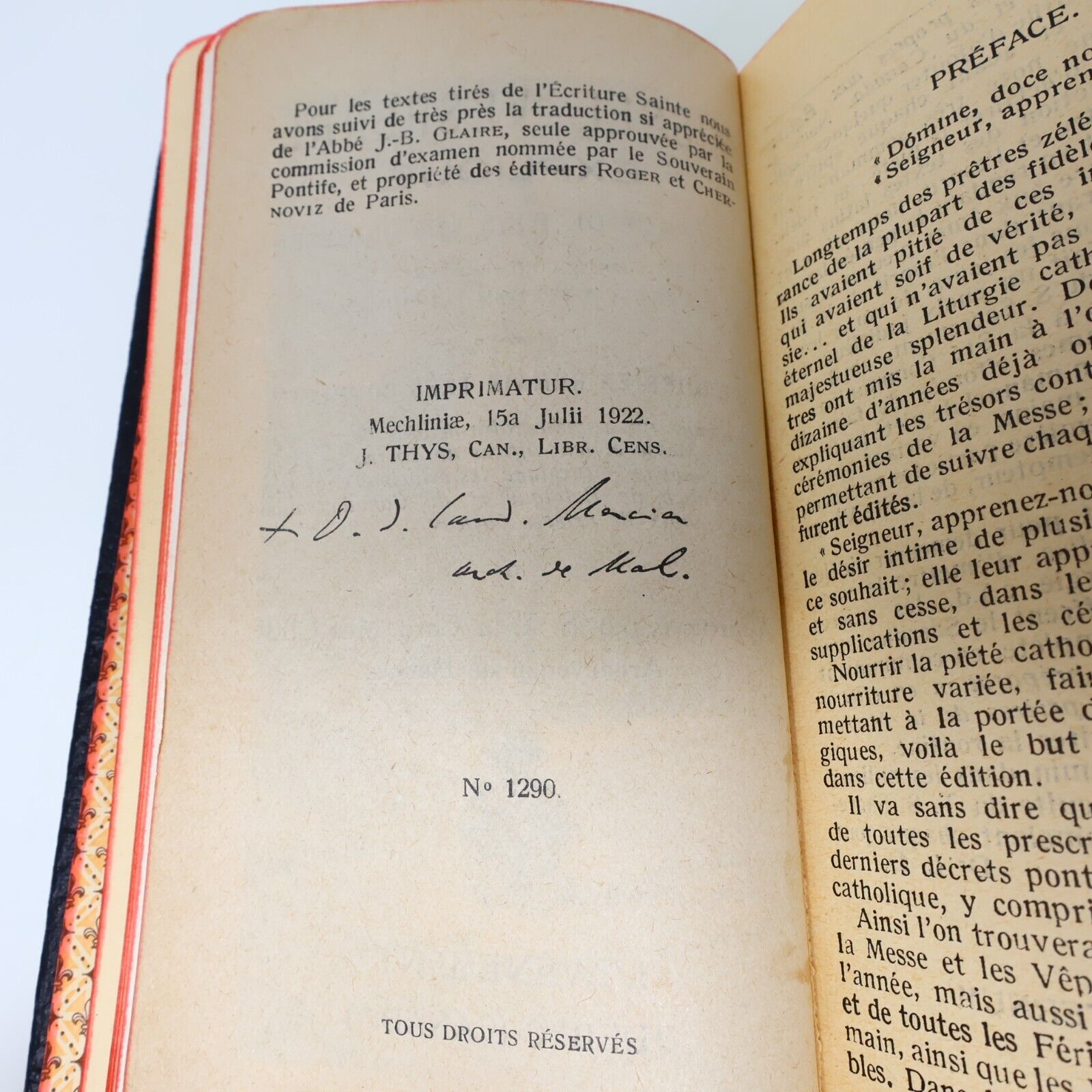 1922 Paroissien Romain Missel Vespéral Expliqué Proost Religion Français Latin