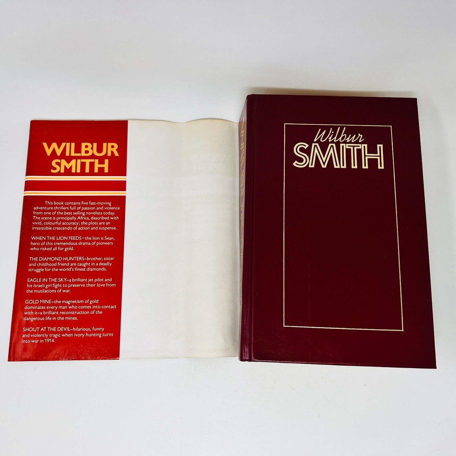 1984 Wilbur Smith Omnibus Book When The Lion Feeds/Diamond Hunters Hardcover DJ