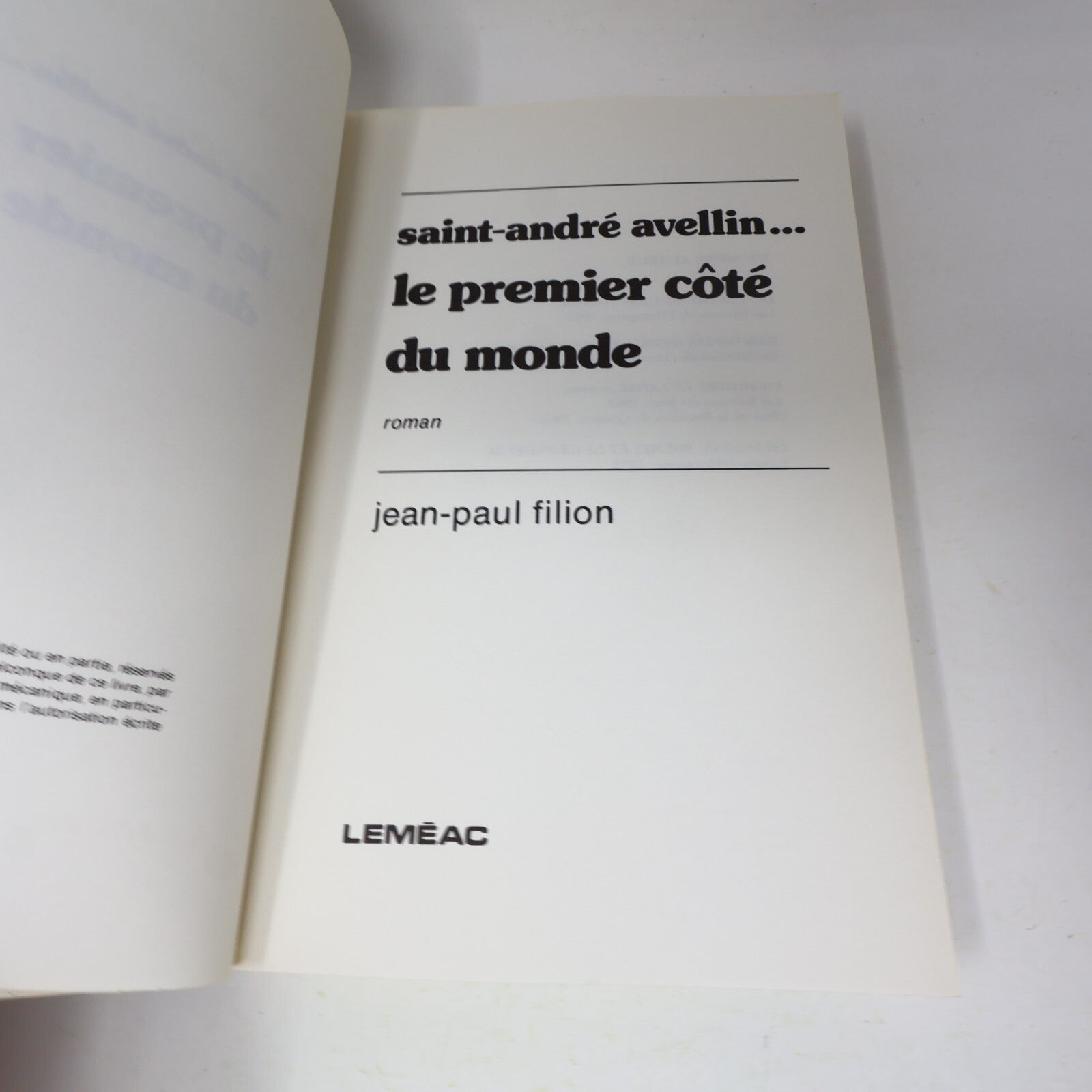 1976 Saint-André Avellin ... le Premier Côté du Monde Jean-Paul Filion Leméac PB