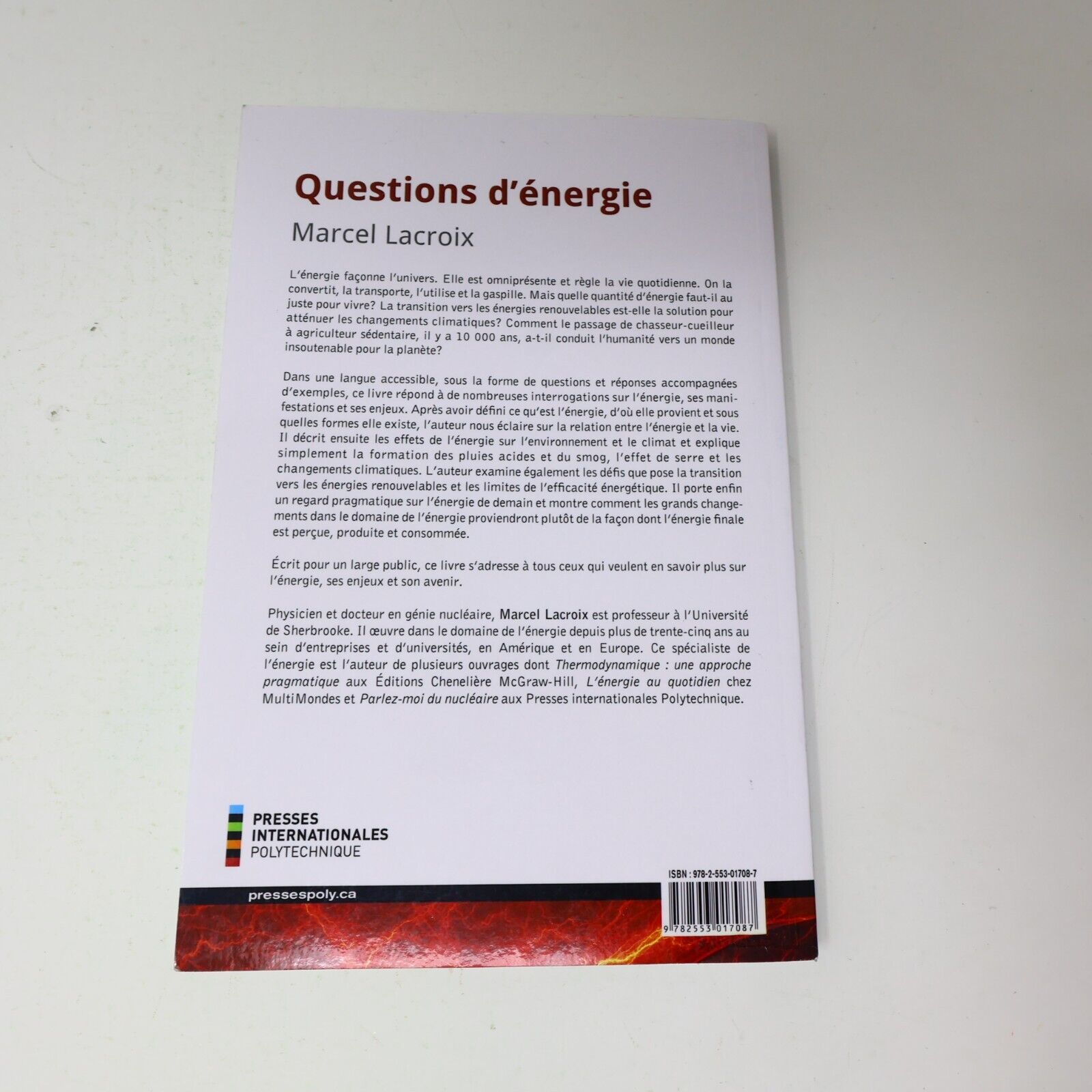 2016 Questions d'Énergie Marcel Lacroix Énergies Renouvelables Transition Livre