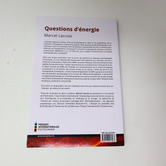 2016 Questions d'Énergie Marcel Lacroix Énergies Renouvelables Transition Livre