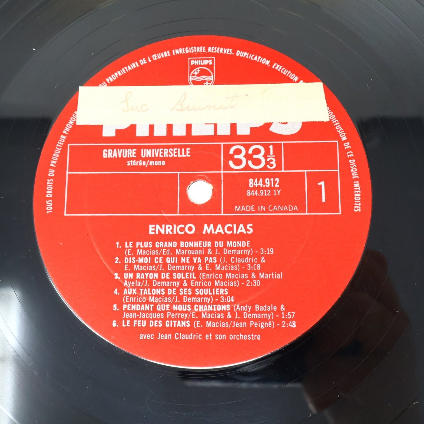 Enrico Macias - Un Rayon De Soleil 12" Record 1968 Philips French Pop 844.912