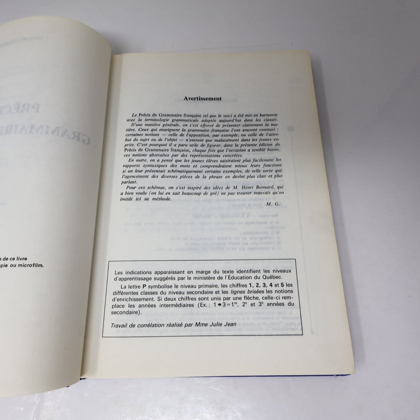 Précis de Grammaire Française Maurice Grevisse 1987 Relié Éducation Langue