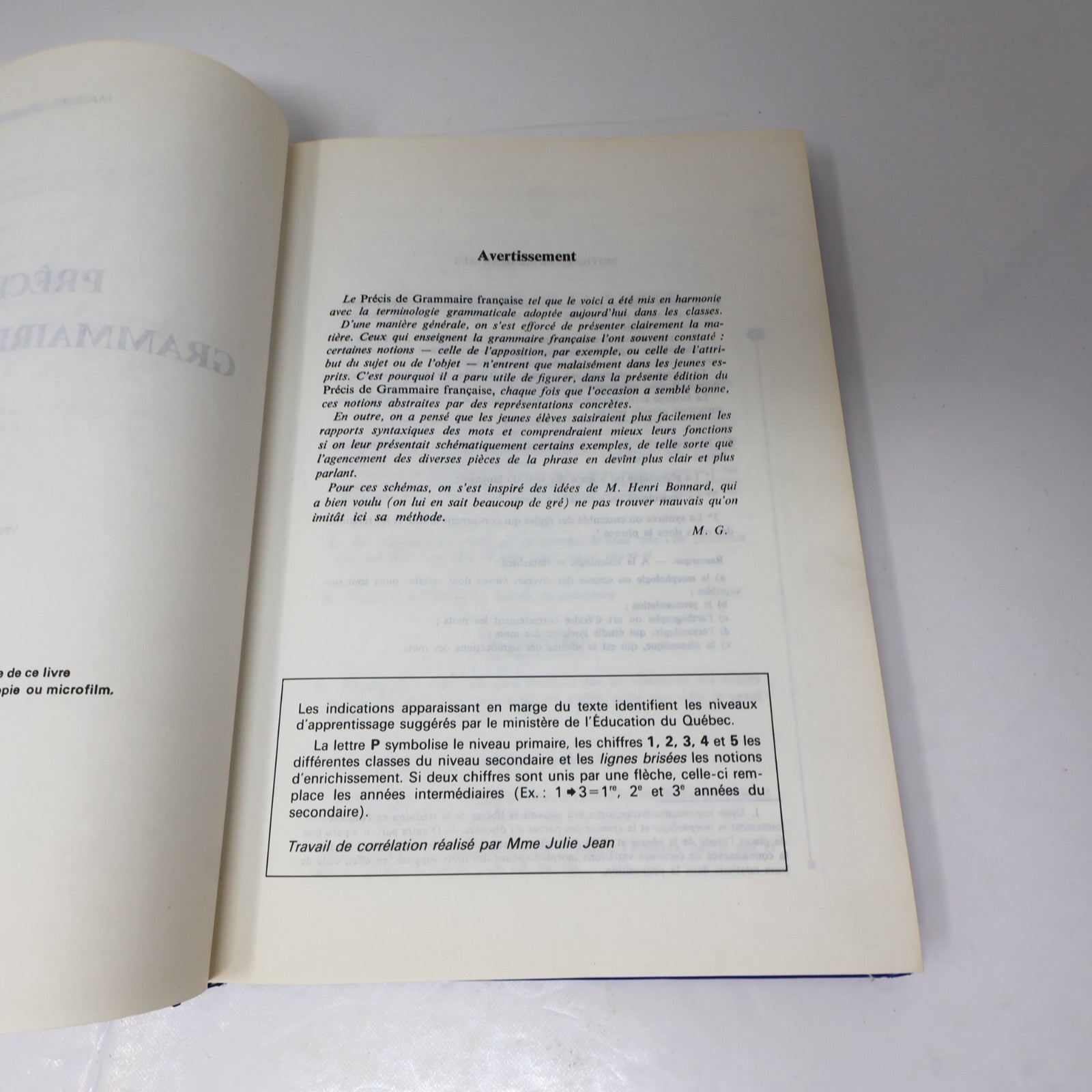 Précis de Grammaire Française Maurice Grevisse 1987 Relié Éducation Langue