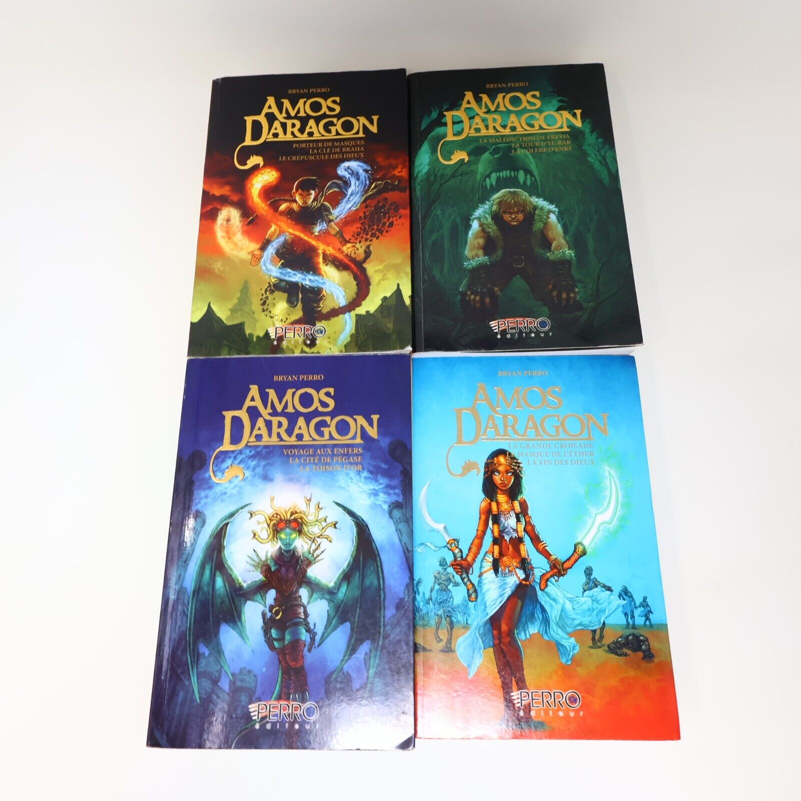 Lot 4 Livres Amos Daragon #1-4 Bryan Perro Série Complète Omnibus Ados Français