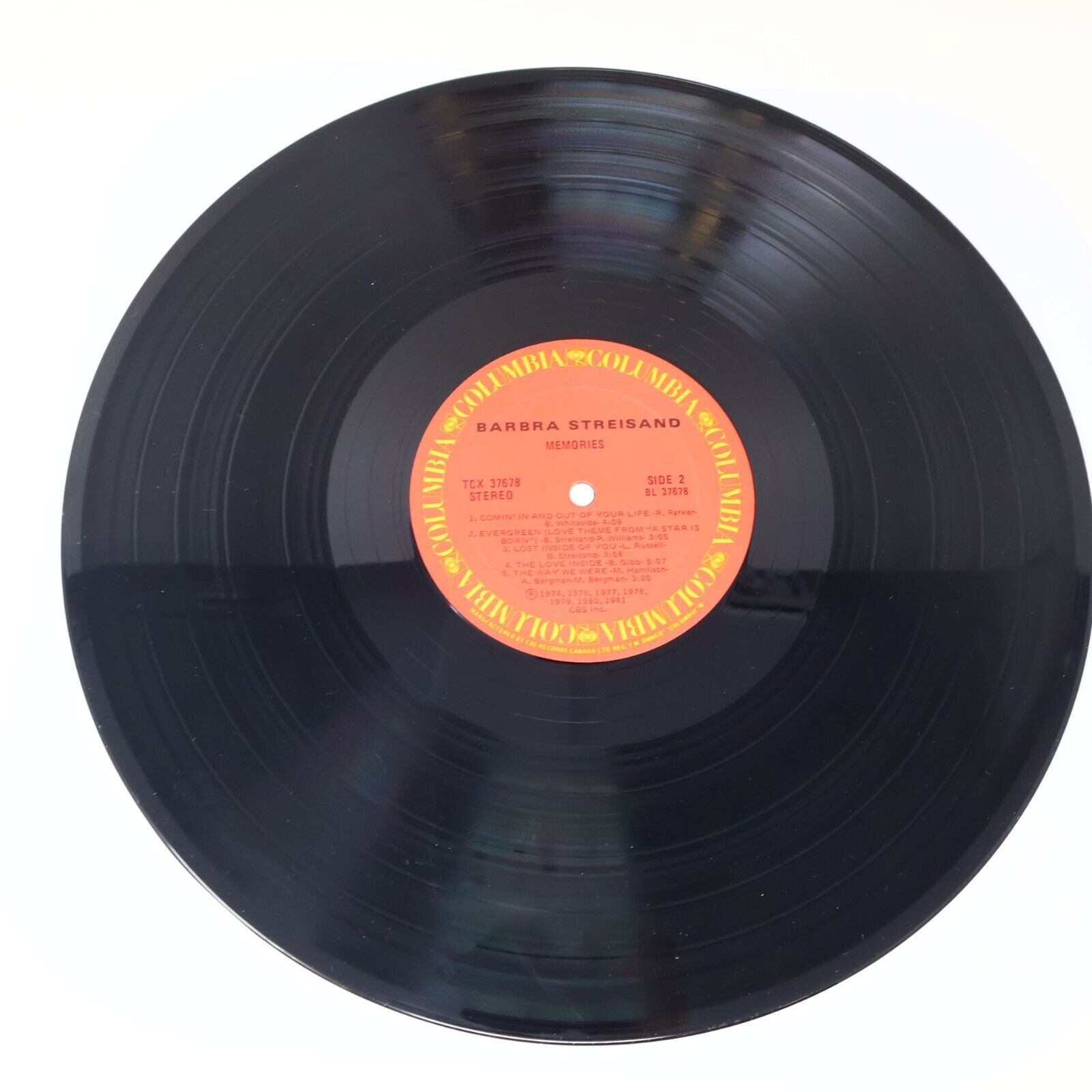 Barbra Streisand Memories LP Record Vinyl 1981 Columbia TC 37678 Canada Memory
