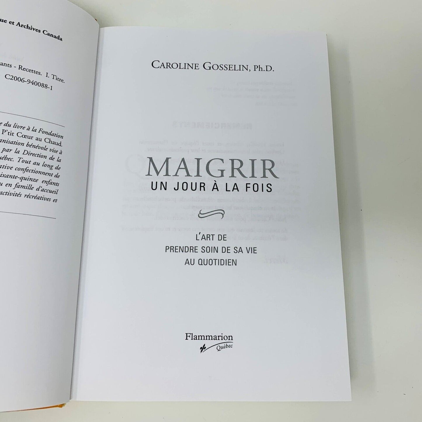 2006 Maigrir un Jour la Fois Prendre Soin de sa Vie Caroline Gosselin Recettes