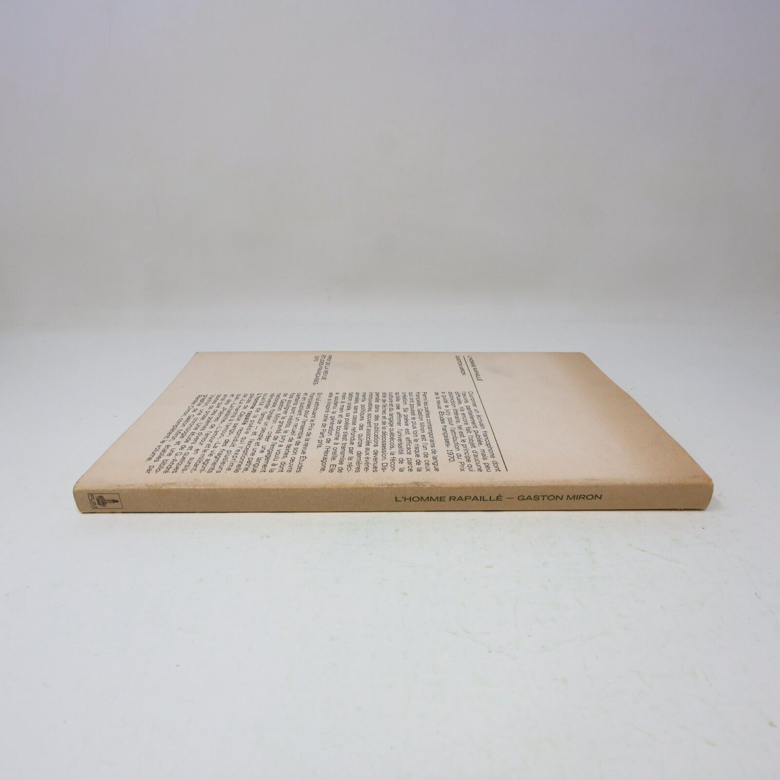 1978 L'Homme Rapaillé Gaston Miron Littérature Québécoise Poésie Français Livre