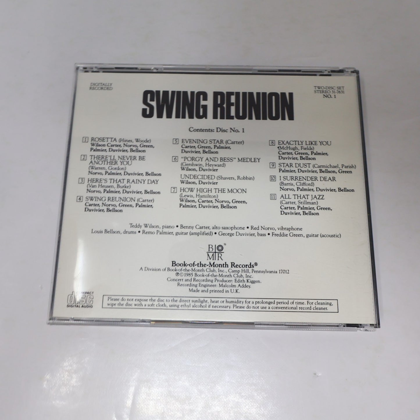 Swing Reunion #1-2 Book of the Month BMR 2 CD Lot 1985 Rosetta/Evening Star