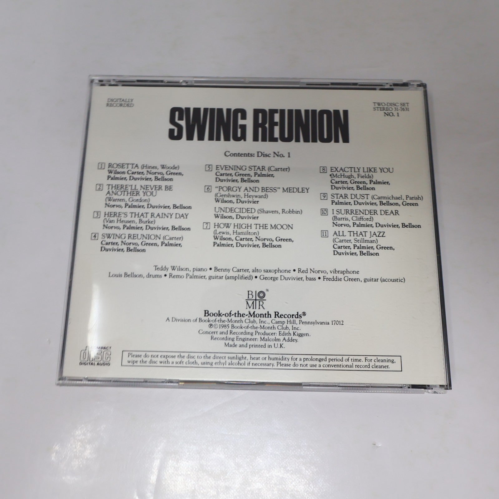 Swing Reunion #1-2 Book of the Month BMR 2 CD Lot 1985 Rosetta/Evening Star