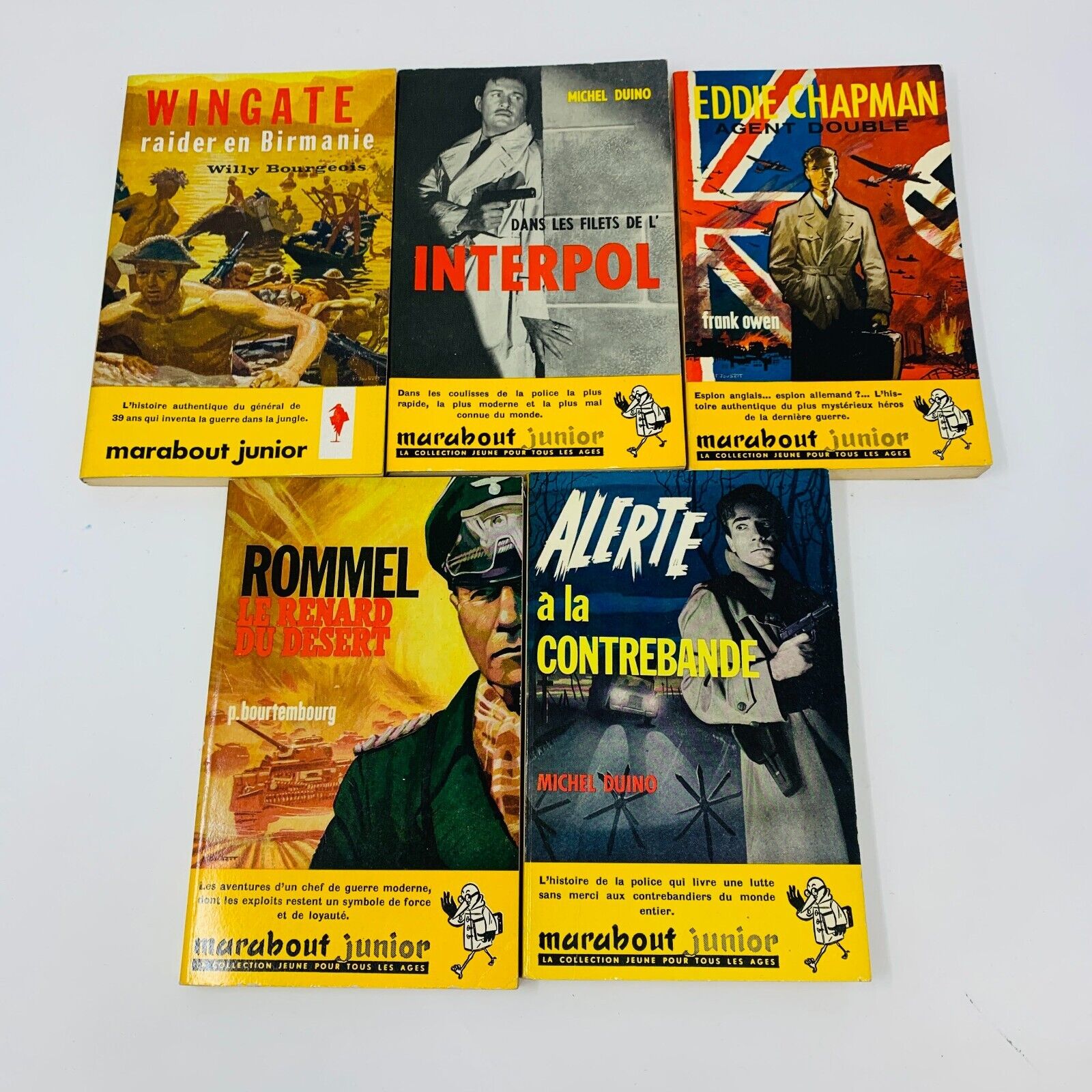 9x Marabout Junior Pulp Fiction Espion Guerre Crime Lot French Français 1958-64