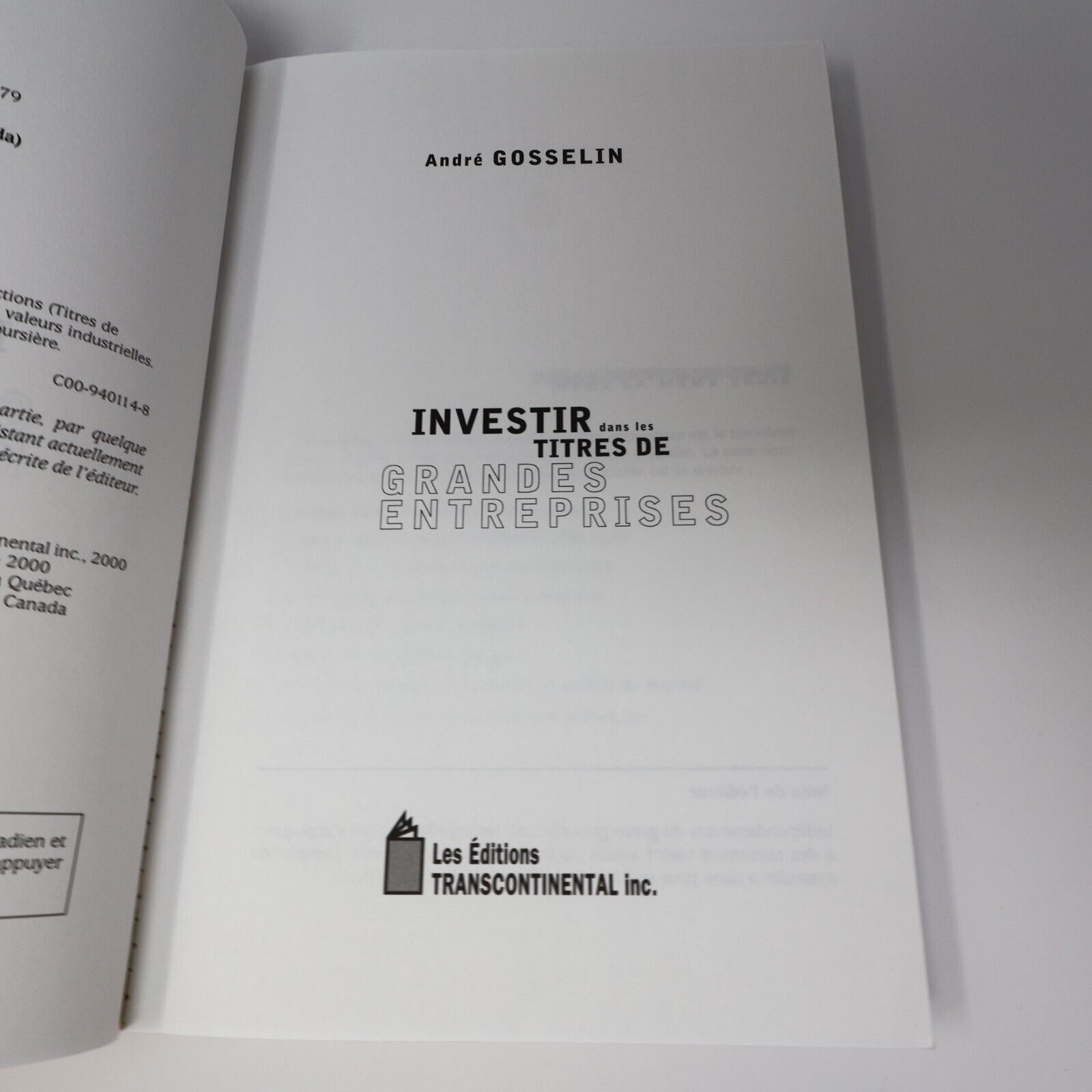 2000 Investir dans les Titres de Grandes Entreprises L'Amérique Boursière #3 PB