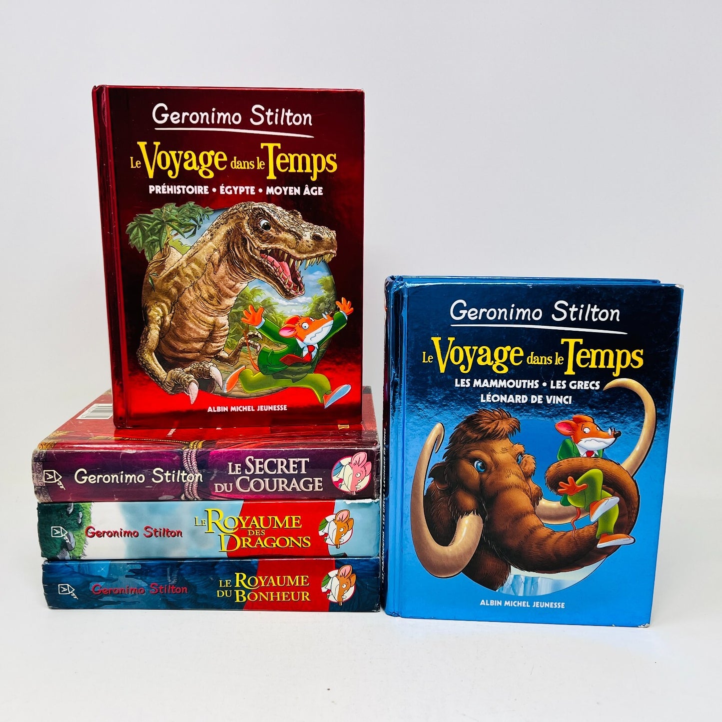 Geronimo Stilton Lot 5 Livres Royaume du Bonheur/Voyage Temps Français/French HC
