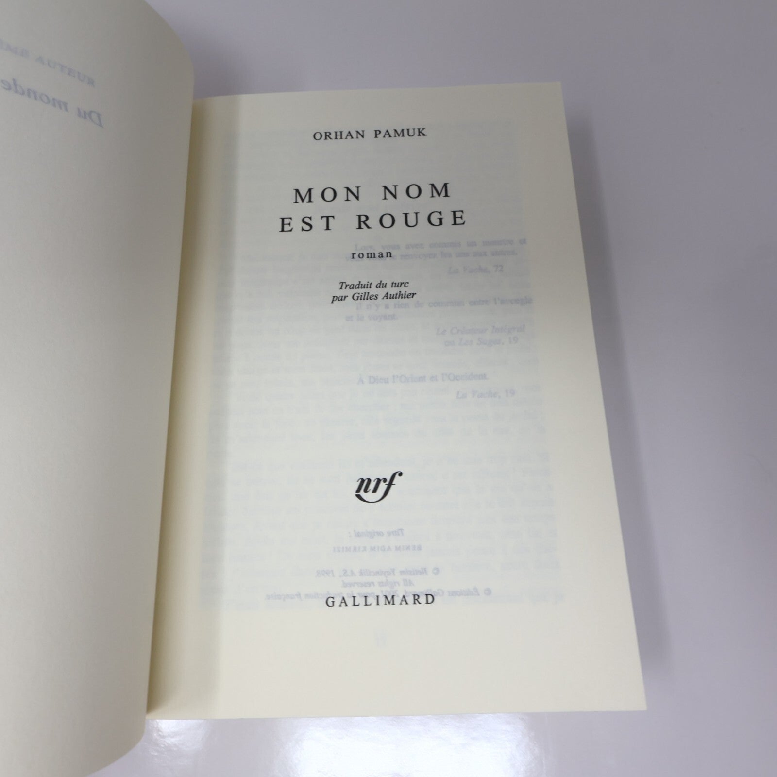 Orhan Pamuk Lot 2 Livres Le Livre Noir/Mon Nom est Rouge Crime et Mystère French