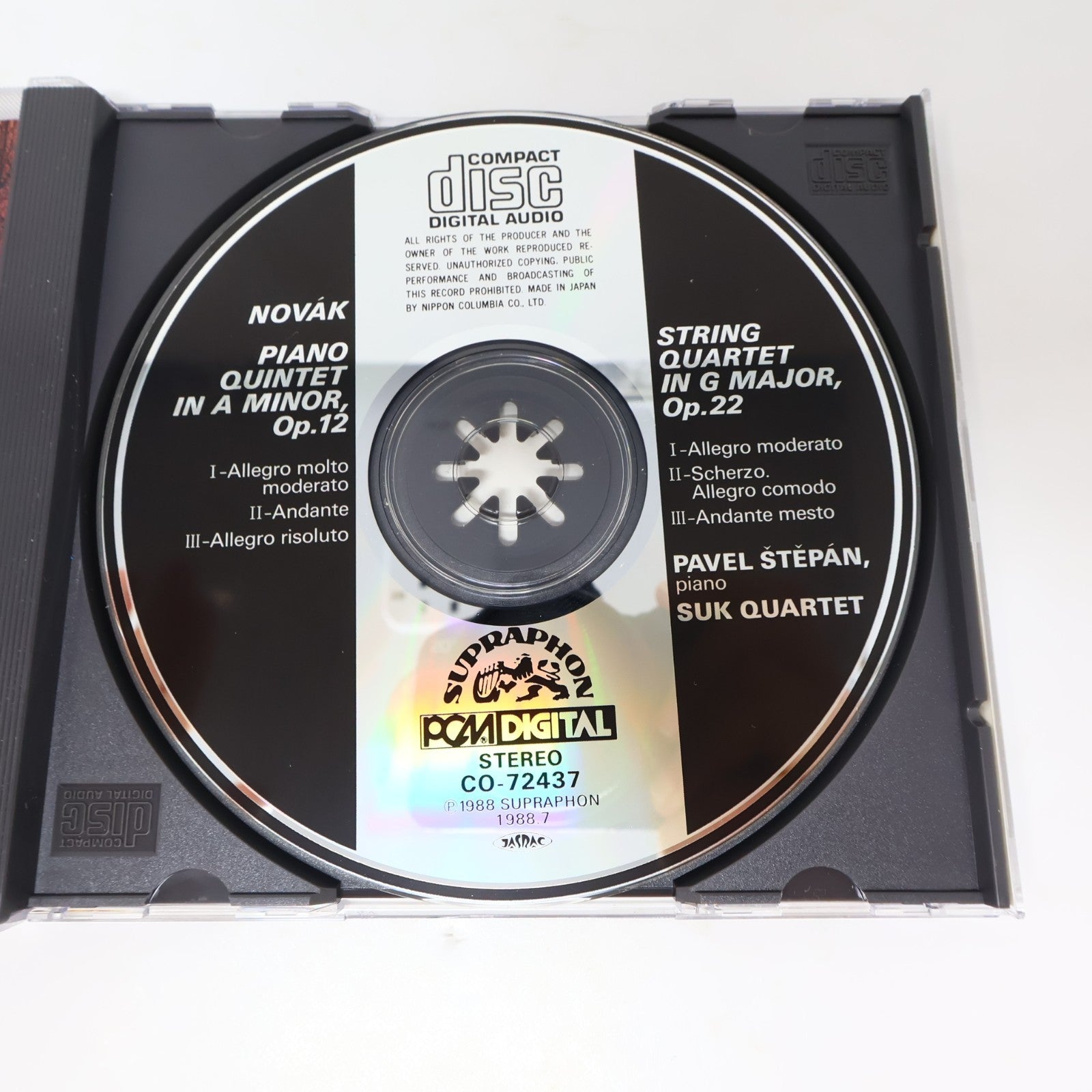 Viteslav Novak Piano Quintet Op 12/String Quartet Op 22 CD Pavel Stepan/Suk 1988