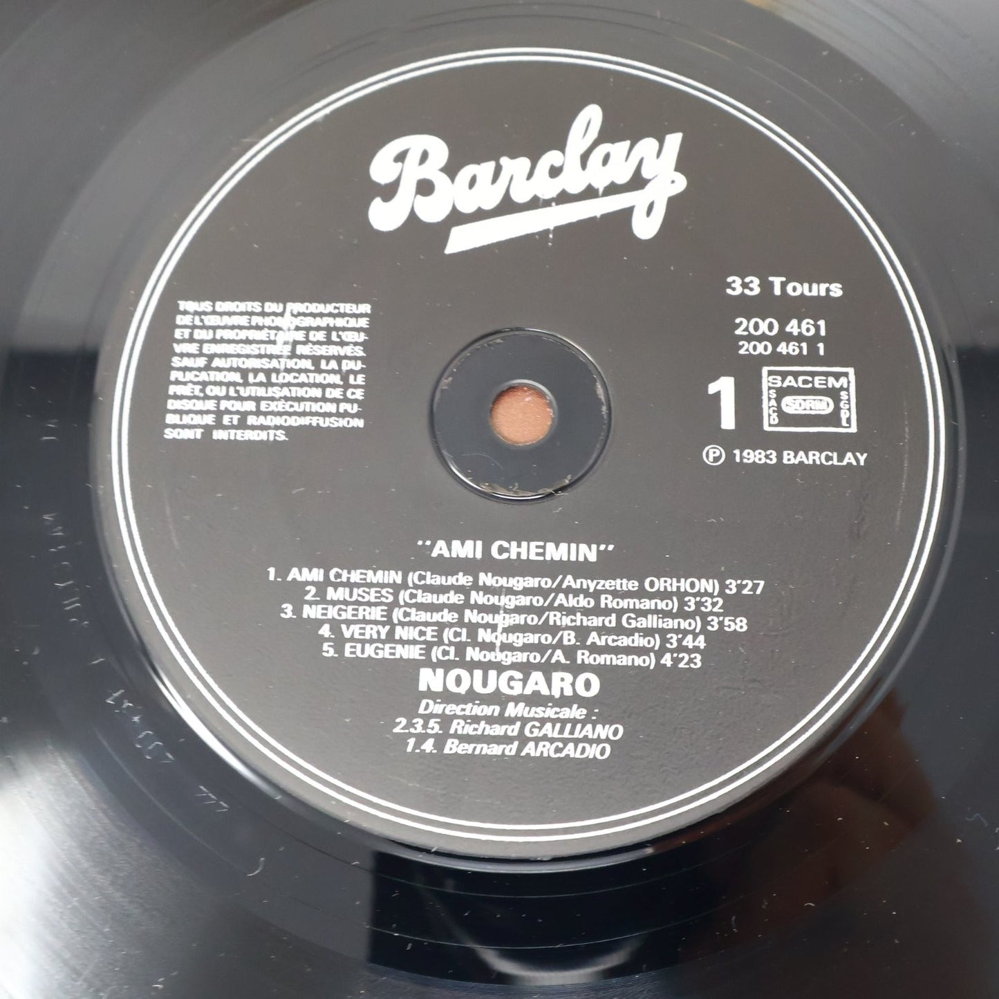 Nougaro - Ami Chemin 12" LP Record 1983 Barclay French Chanson BA 260 200.461