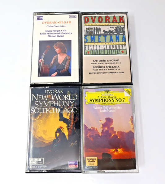 Dvorak 4 Cassettes Lot String Sextet/Symphony #7/Cello Concertos/New World