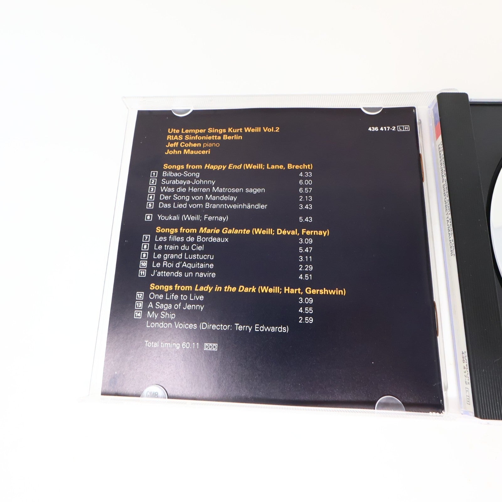 Ute Lemper Sings Kurt Weill Volume 2 CD 1993 Jazz Pop Classical 90s