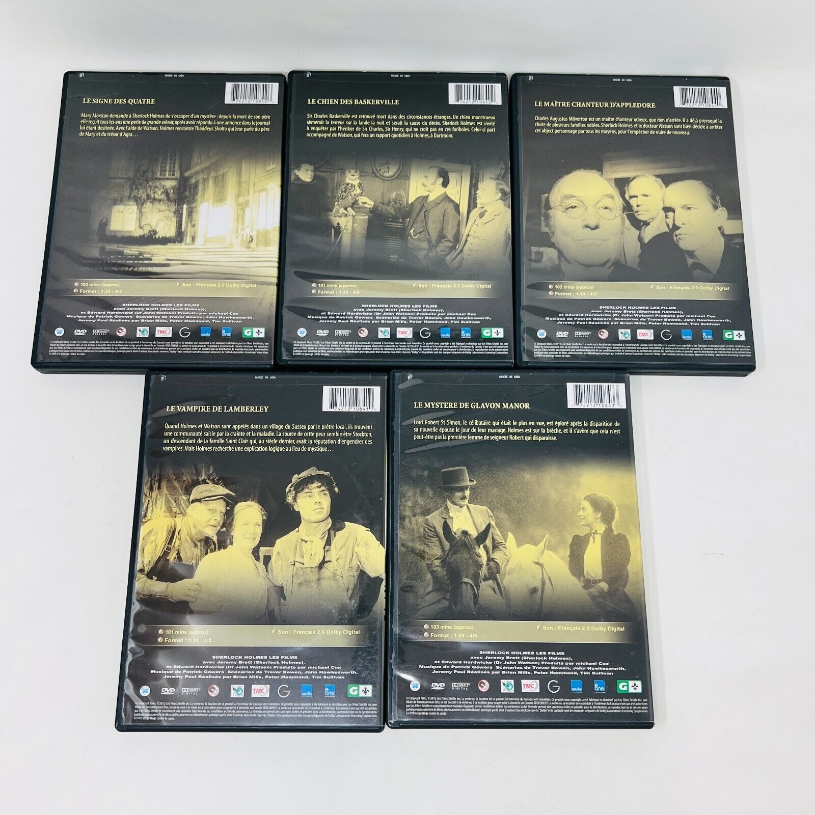 Sherlock Holmes Les Films avec Jeremy Brett 5 DVD Testés NTSC Signe des Quatre