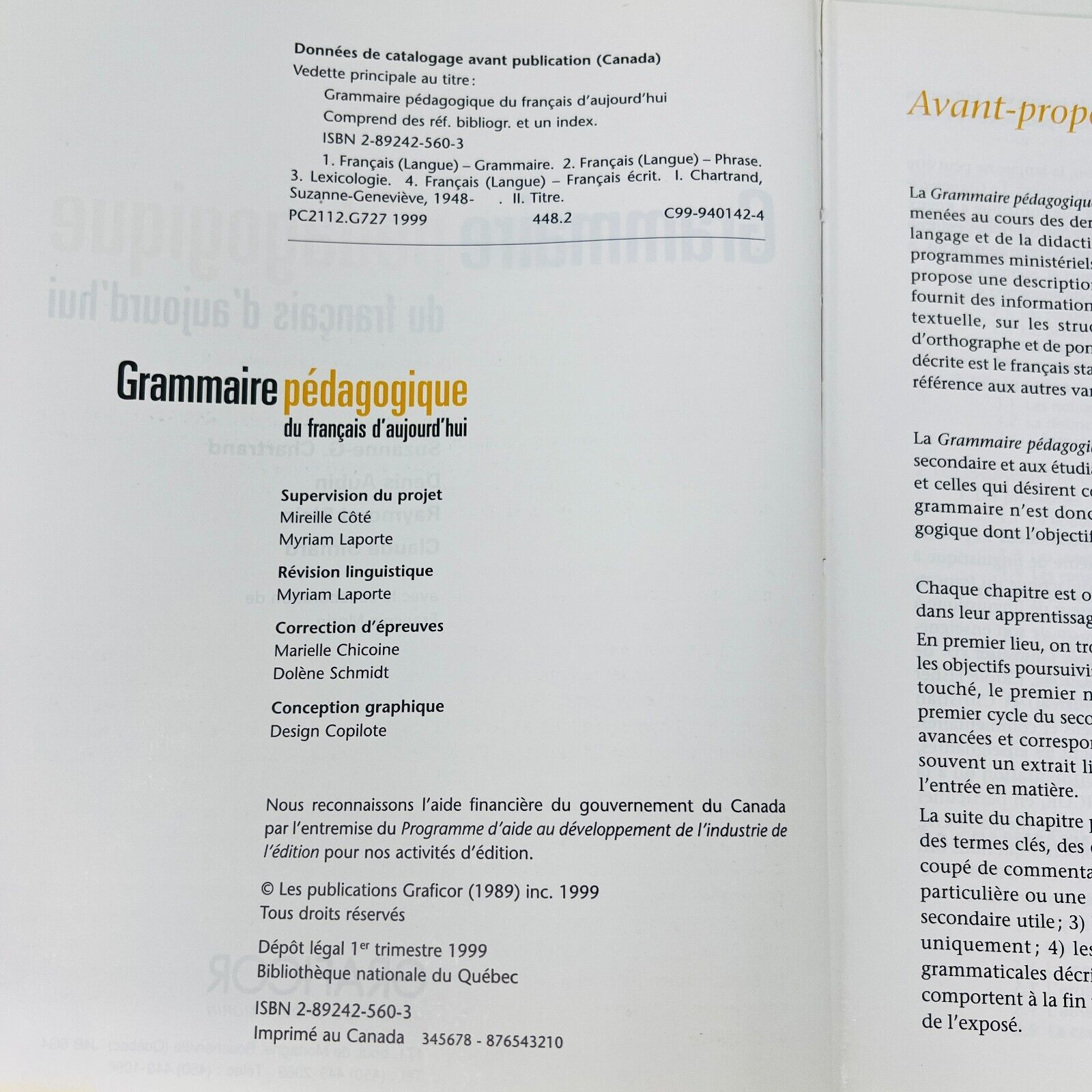 1999 Grammaire Pédagogique du Français d'Aujourd'hui Graficor Langue Référence