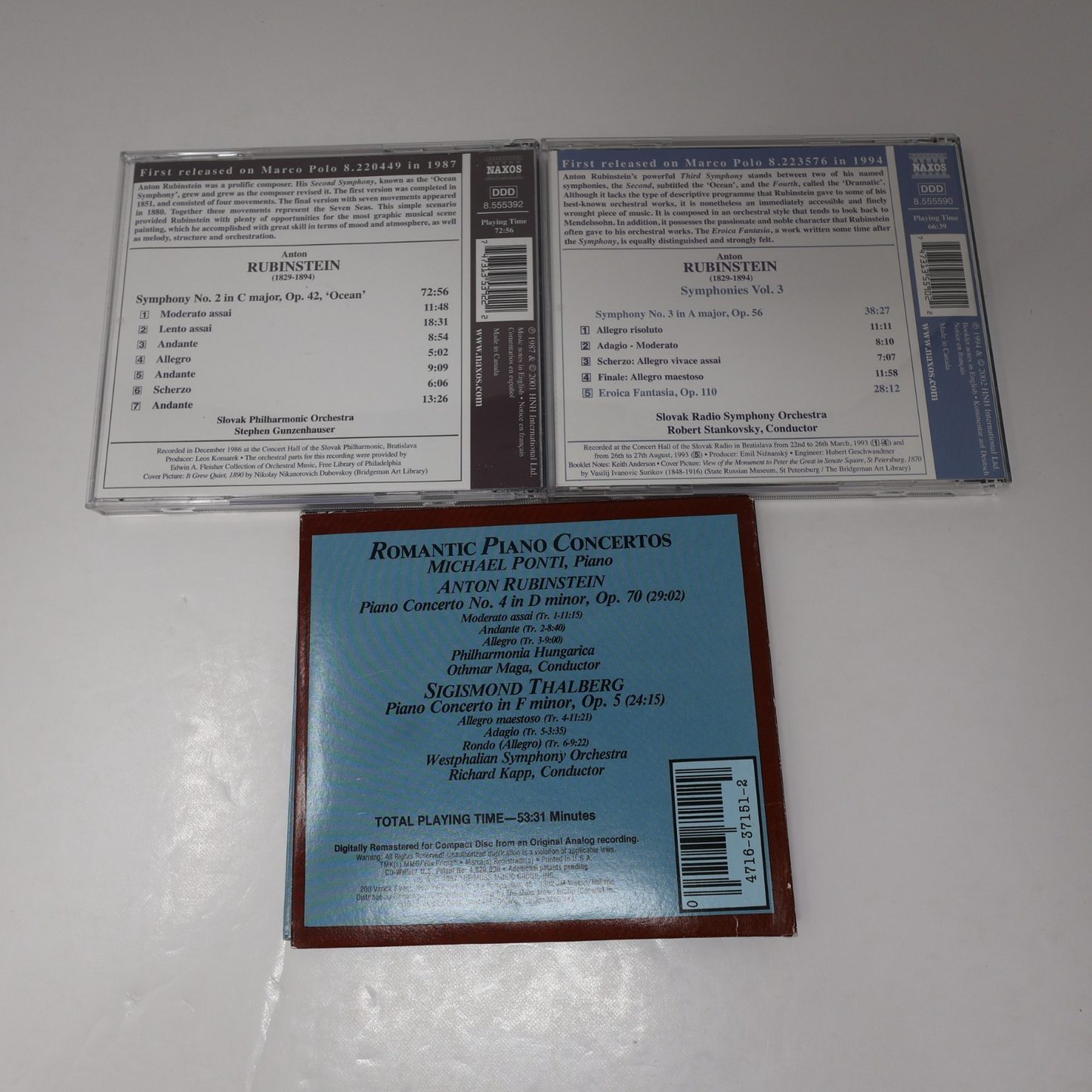 Anton Rubinstein Symphonies 2-3 Ocean/Eroica Fantasia/Piano Concertos 3 CD Lot
