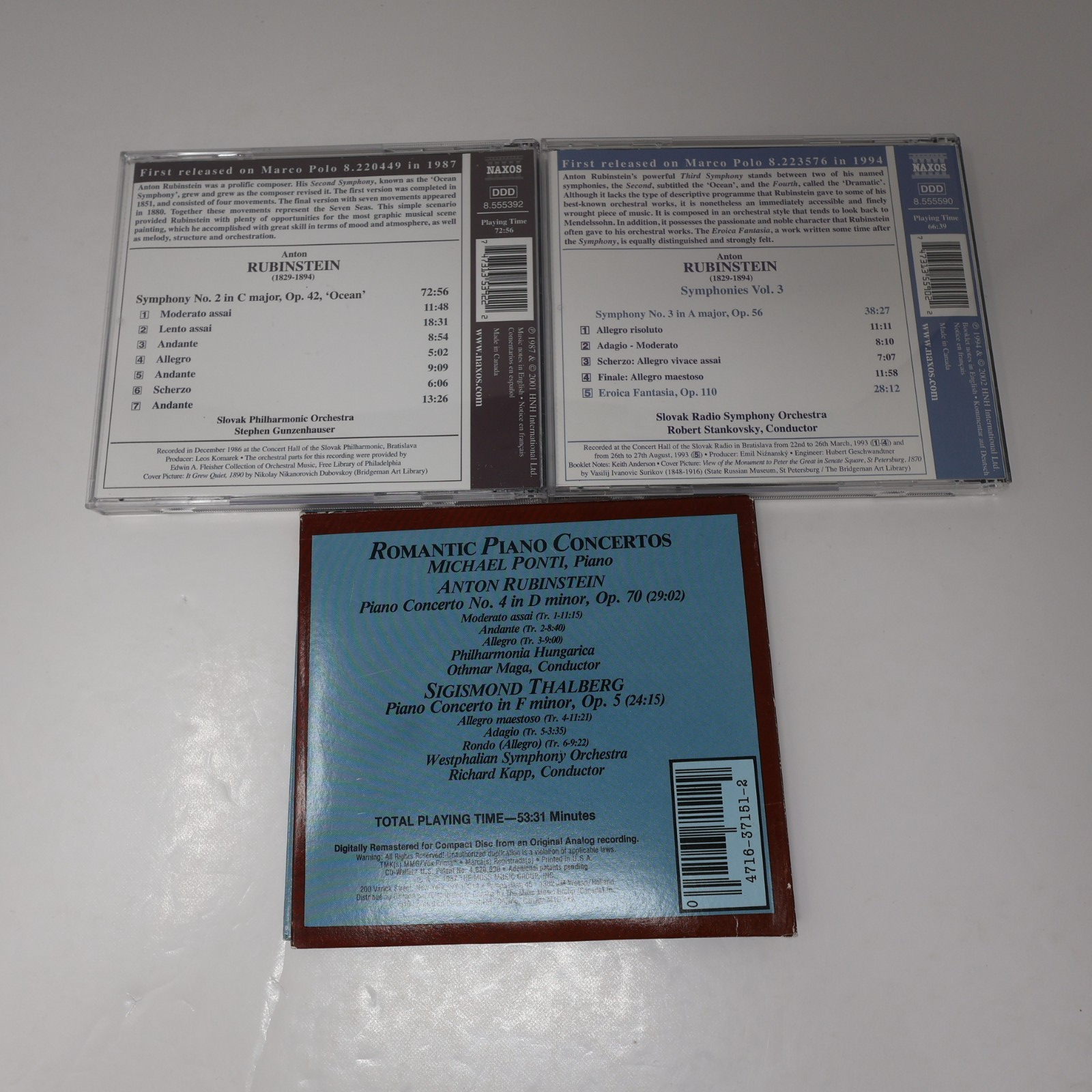 Anton Rubinstein Symphonies 2-3 Ocean/Eroica Fantasia/Piano Concertos 3 CD Lot