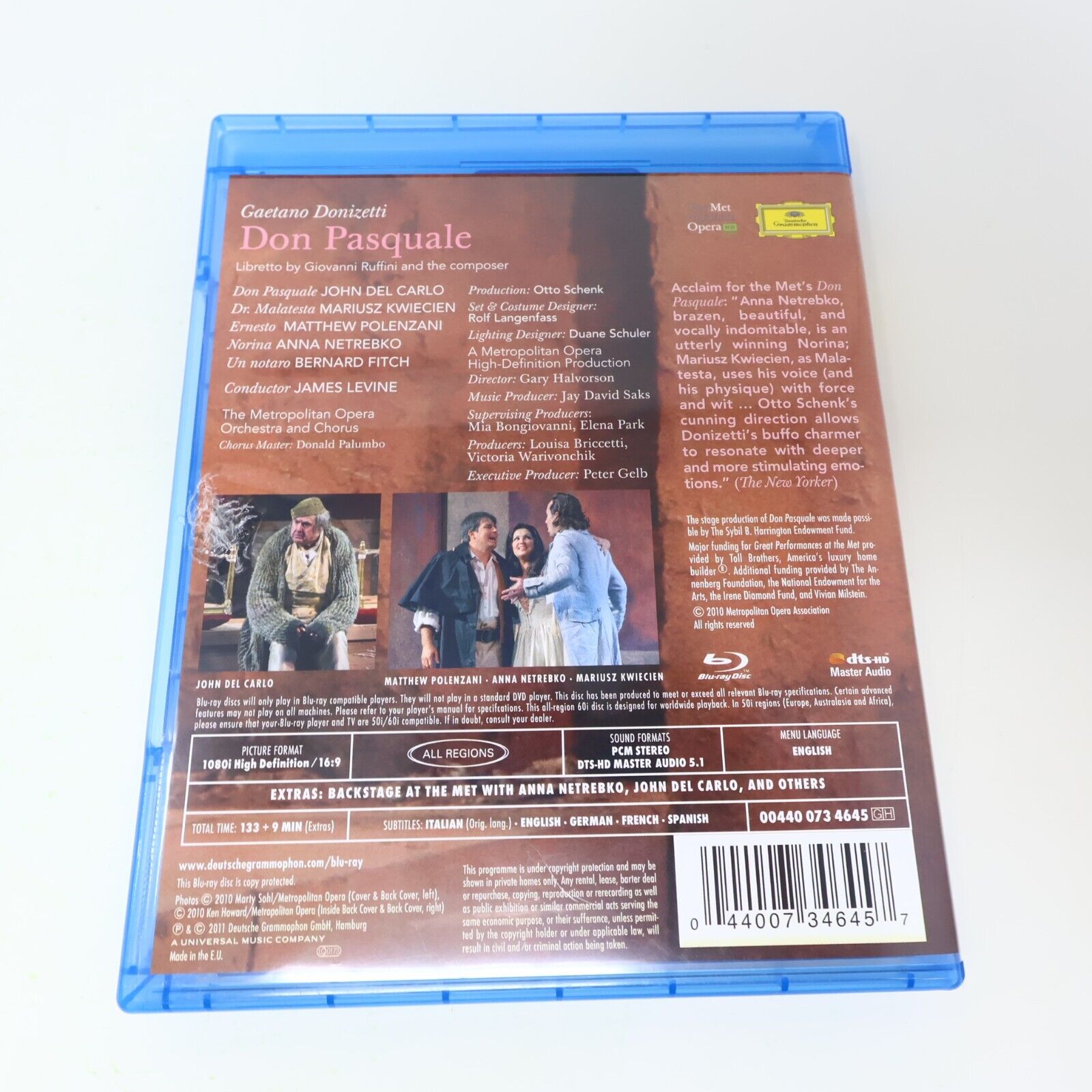 Donizetti Don Pasquale Metropolitan Opera Blu-Ray 2011 James Levine A. Netrebko