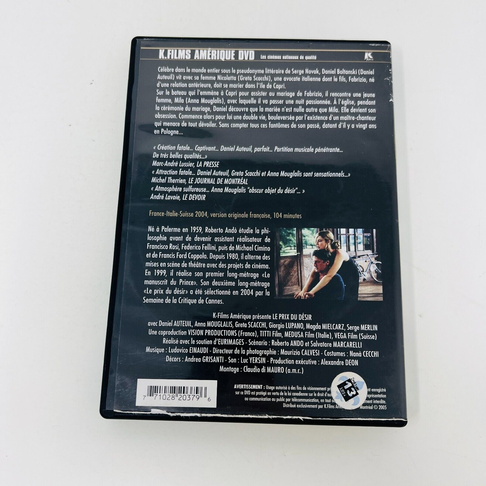 2005 Le Prix du Désir DVD Testé NTSC en Français Daniel Auteuil K.Films Amérique