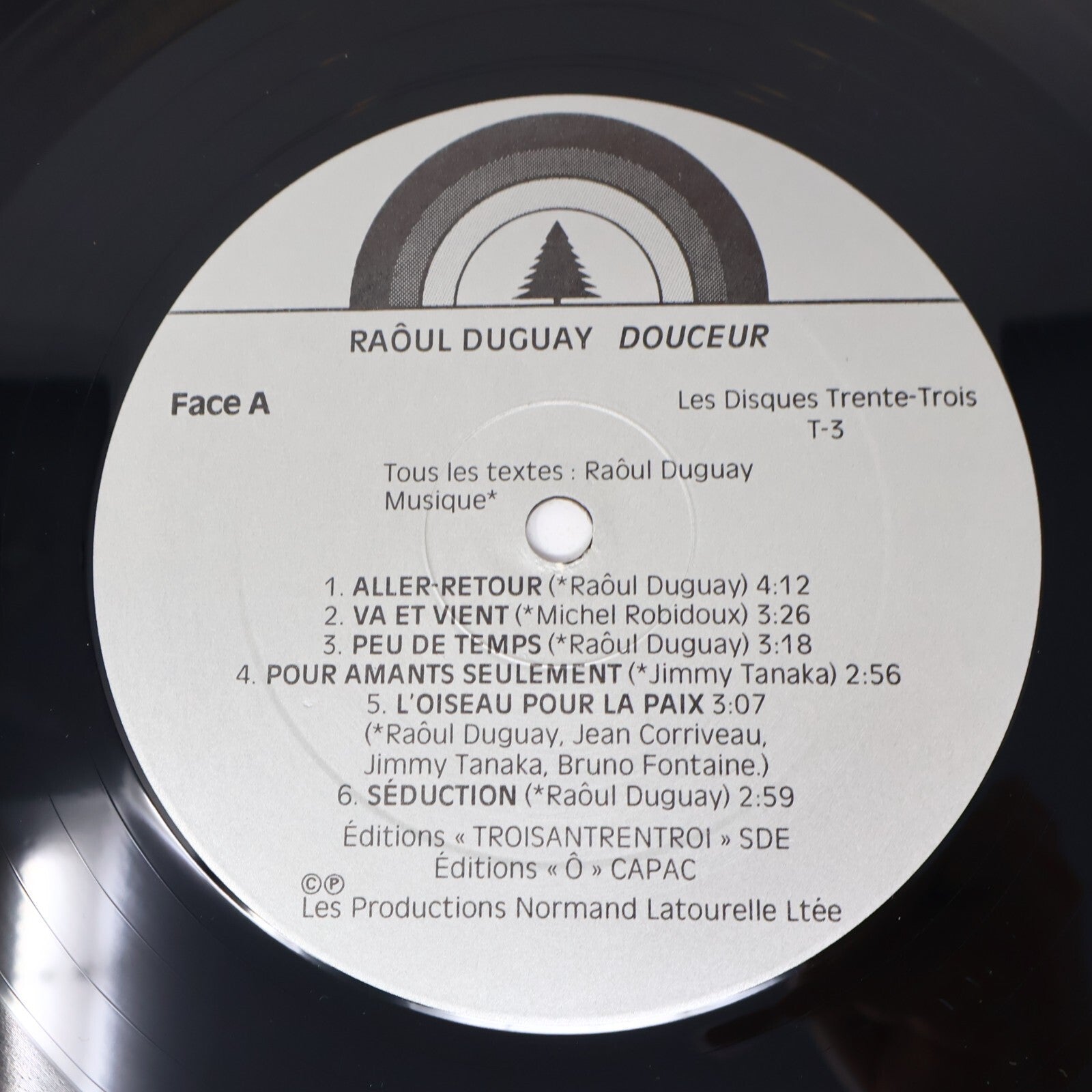 Raôul Duguay ‎Douceur Disque LP Record 1985 T-3 Québécois Trente-Trois Raoul