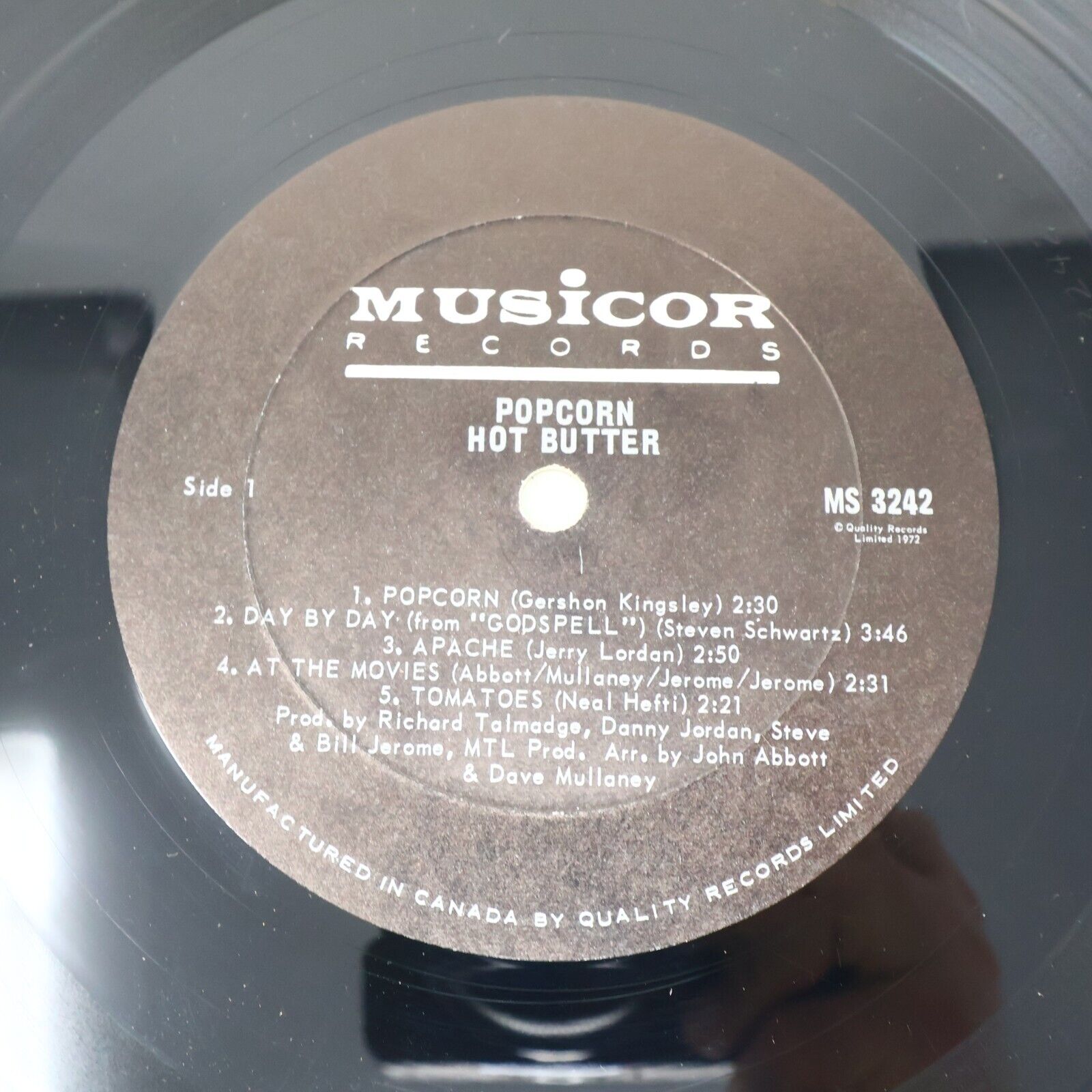 Hot Butter Popcorn LP Record Vinyl MS 3242 1972  Musicor Canada Electronic Synth