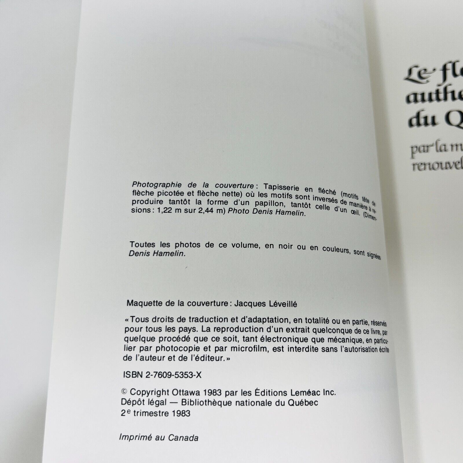 1983 Le Fléché Authentique du Québec Méthode Renouvelée de Véronique L. Hamelin