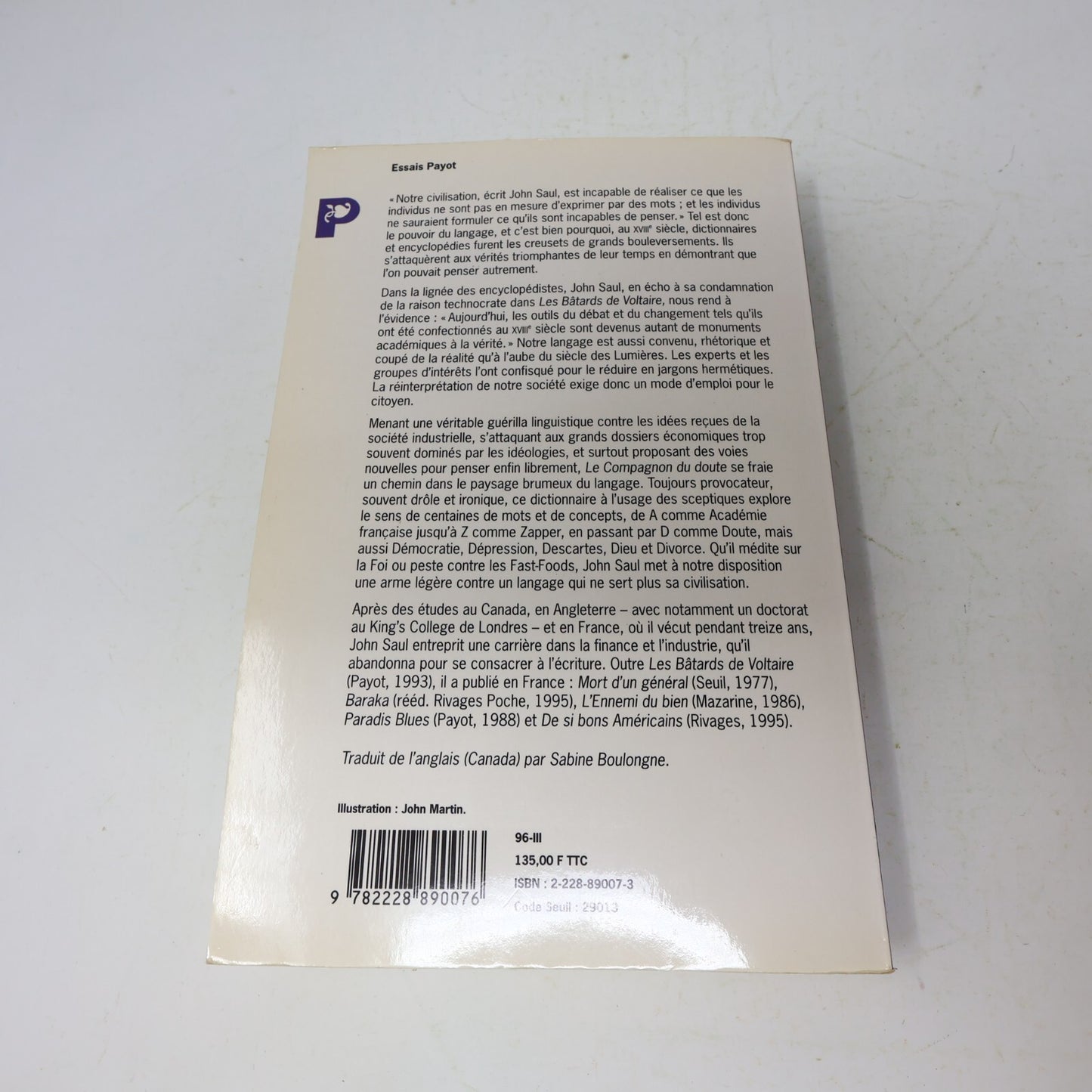 John Saul La Civilisation Inconsciente Le Compagnon du Doute Lot 2 Livres French