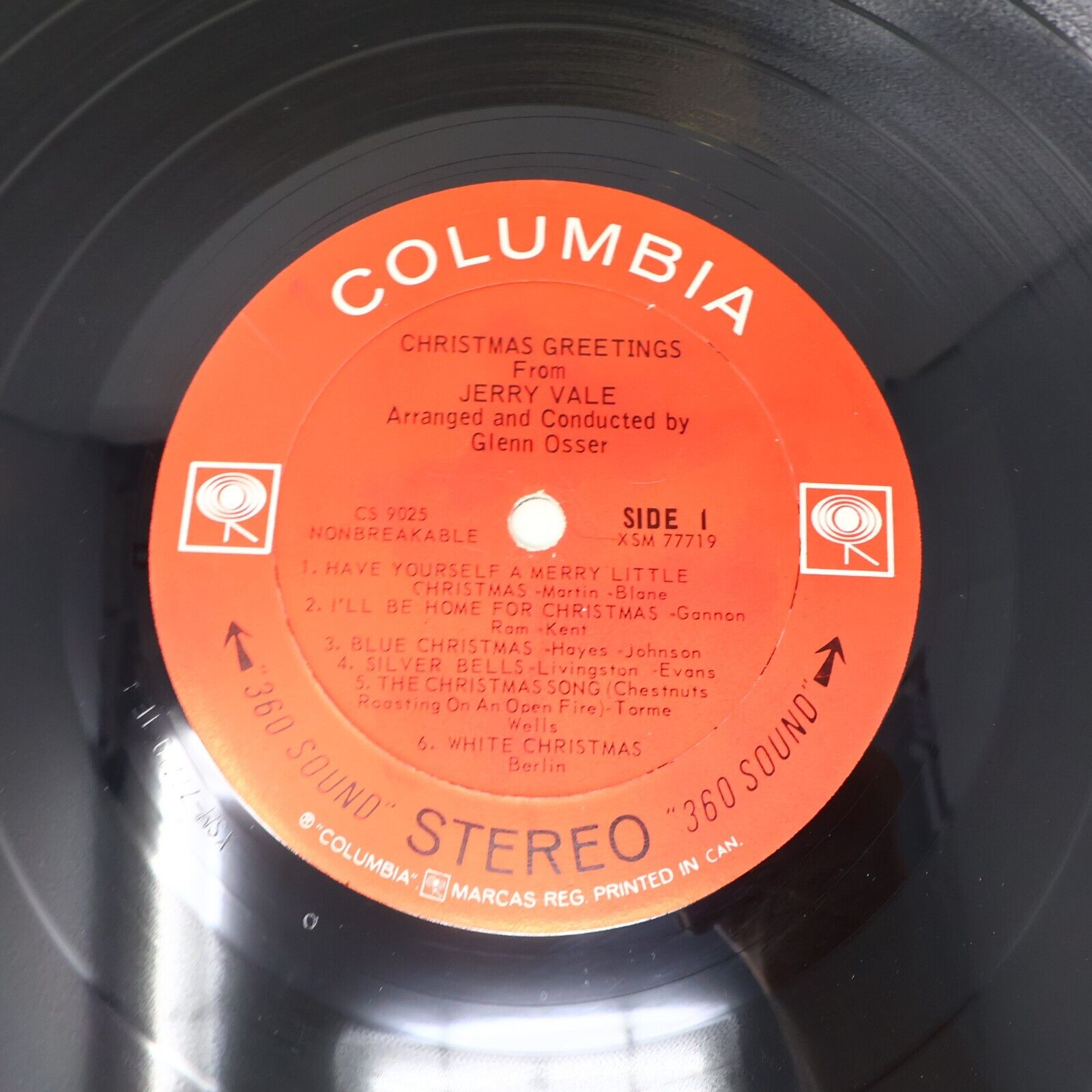 Christmas Greetings From Jerry Vale LP Record CS 9025 Silver Bells Silent Night