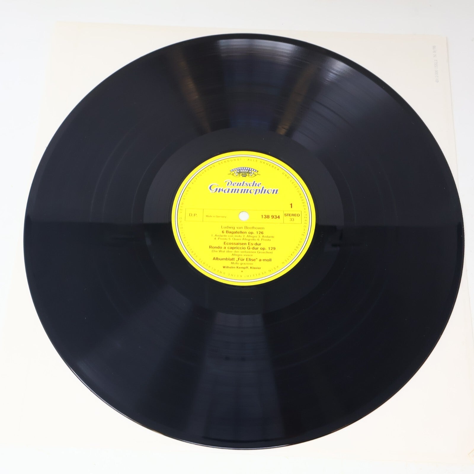 Beethoven Wilhelm Kempff Bagatelles Piano LP Record Deutsche Grammophon 138 934