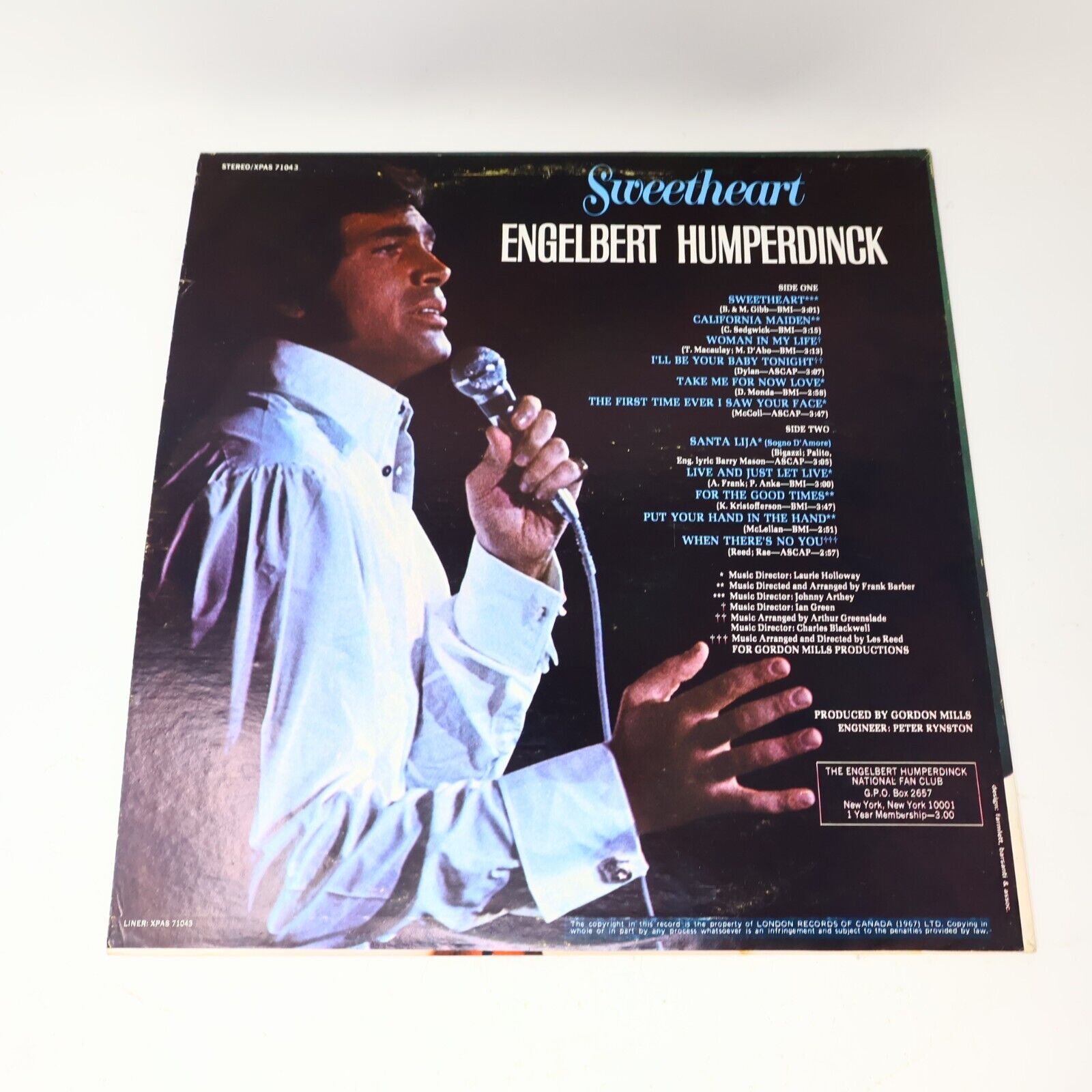 Engelbert Humperdinck Sweetheart LP Record Vinyl 1971 Canada Parrot XPAS 71043