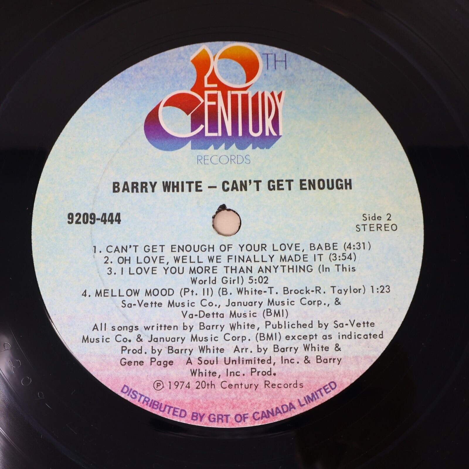 Barry White Can't Get Enough LP Record Vinyl 1974 20th Century-Fox 9209-444 70s