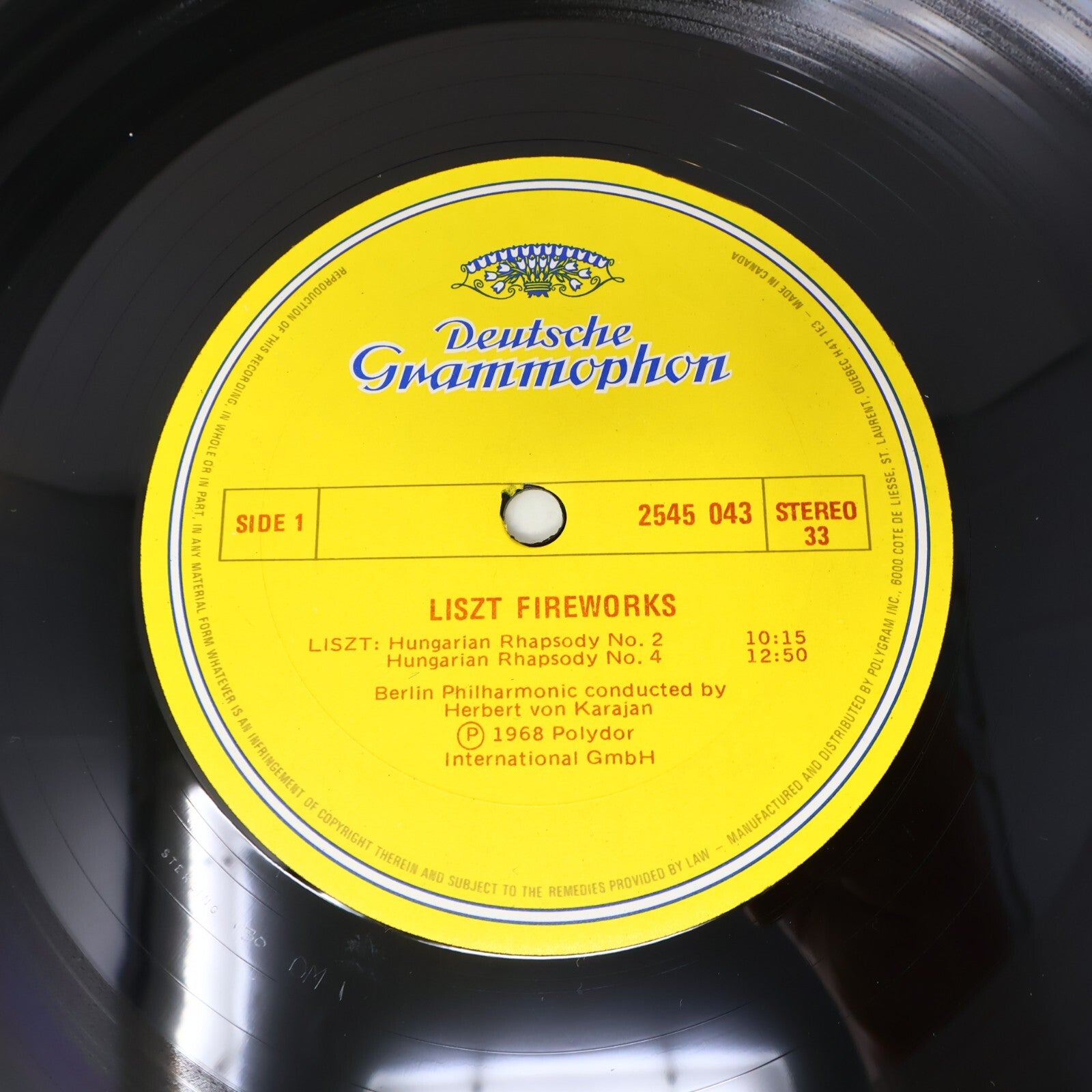 Liszt Fireworks von Karajan Cherkassky Berlin Philharmonic LP Record 2530 788