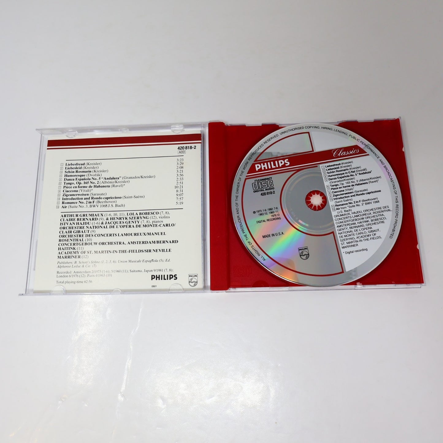 The Magic Of The Violin CD Arthur Grumiaux/Henryk Szeryng Classical Philips