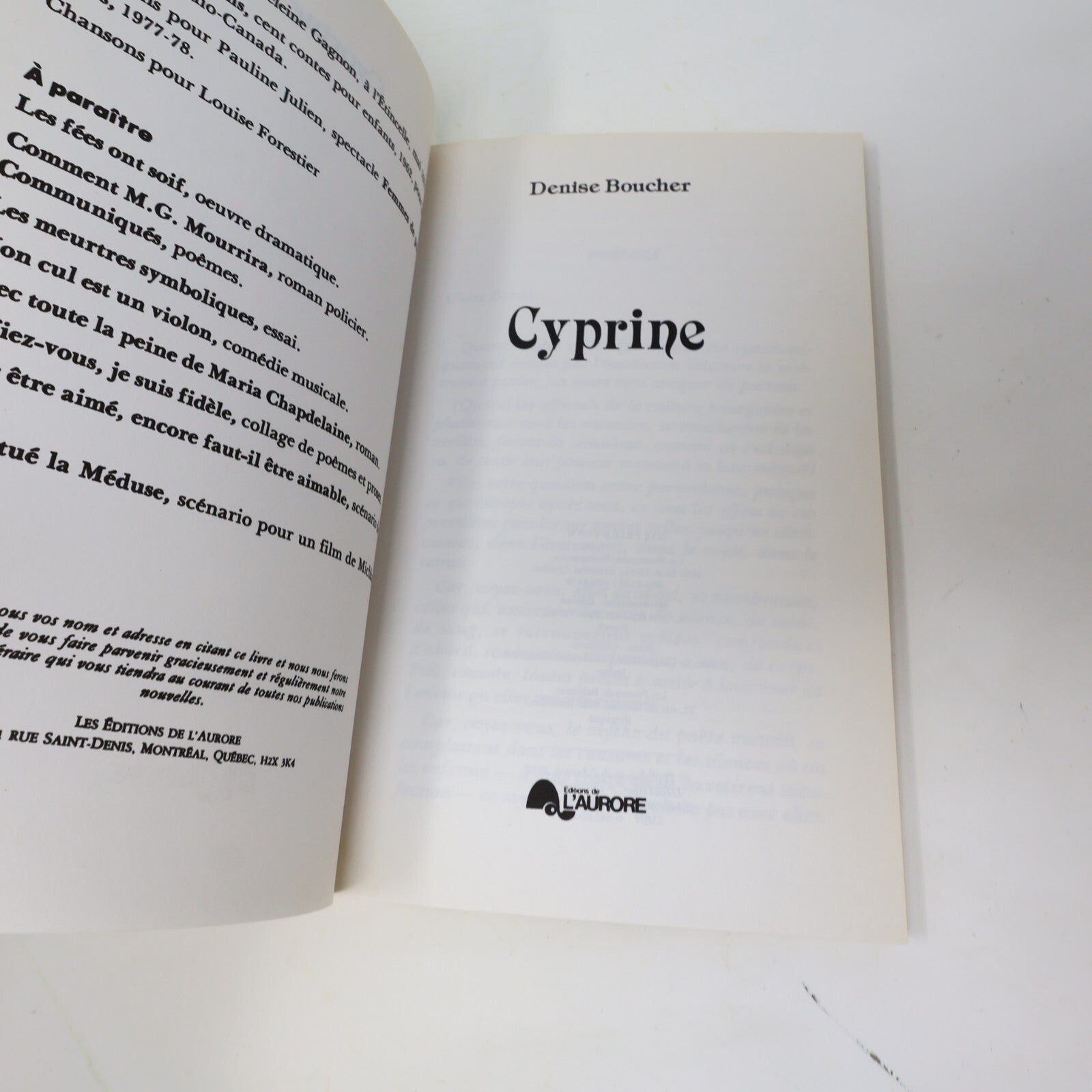Denise Boucher Lot 3 Livres Cyprine/Retailles/Les Fées ont Soif Théâtre Poésie