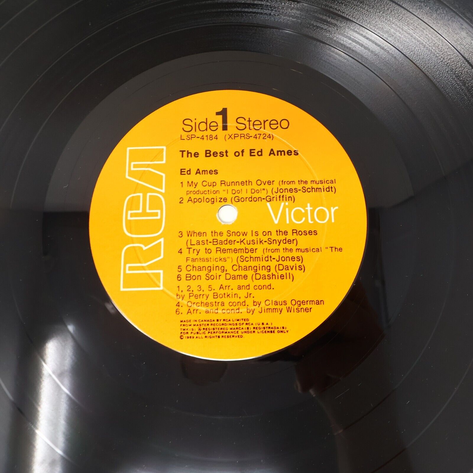 The Best Of Ed Ames LP Vinyl Record RCA LSP 4184 Canada My Cup Runneth Over