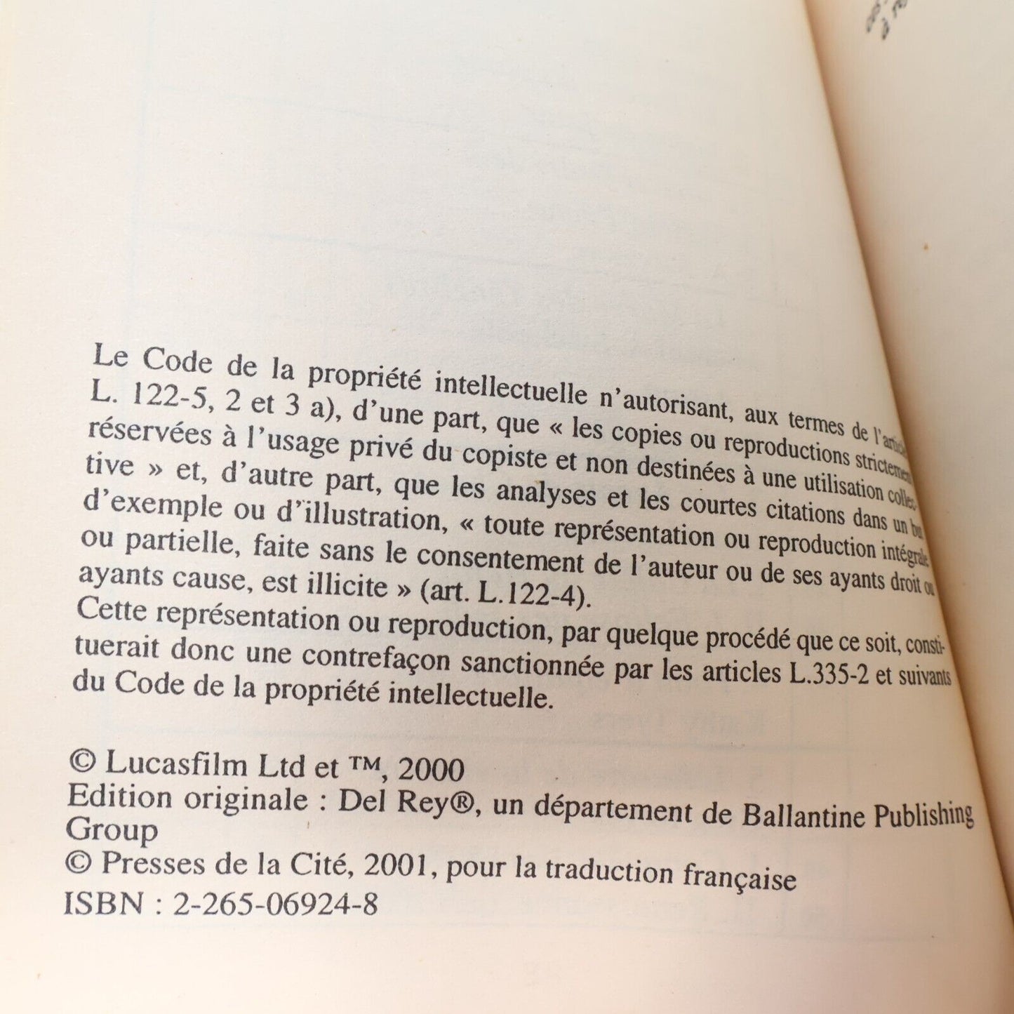 2002 Point d'Équilibre Le Nouvel Ordre Jedi #4 de Kathy Tyers Star Wars PB Book